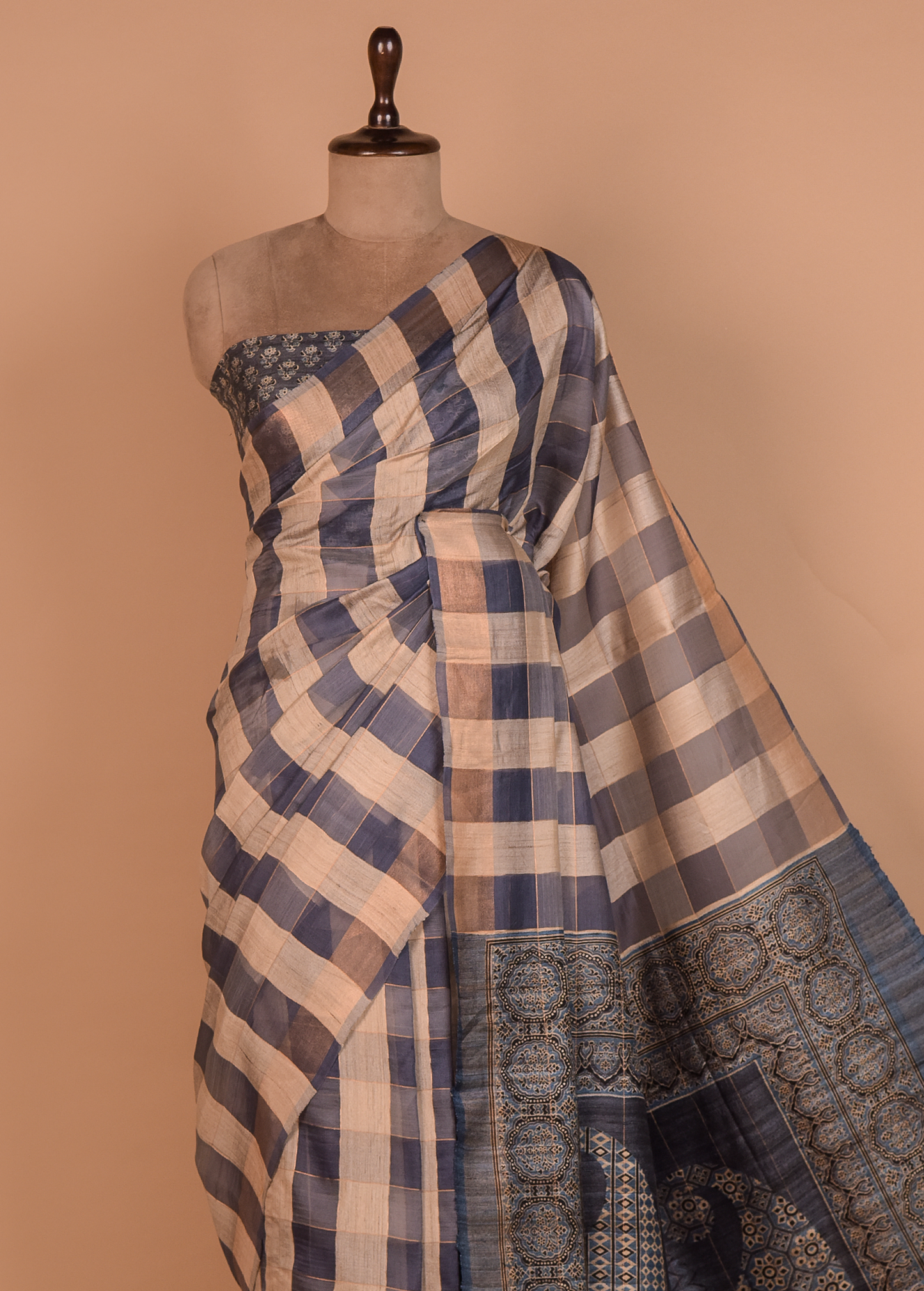 Multicoloured Tussar Printed Saree