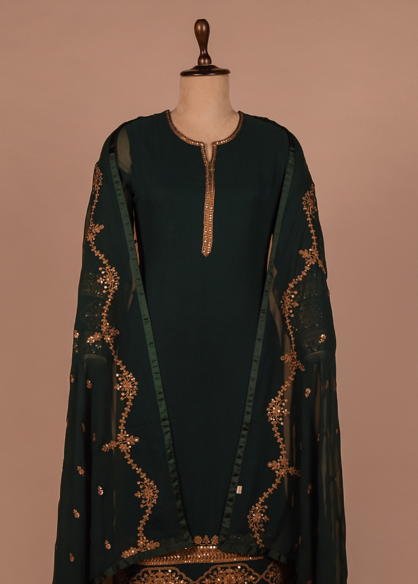 Green Georgette Straight Set