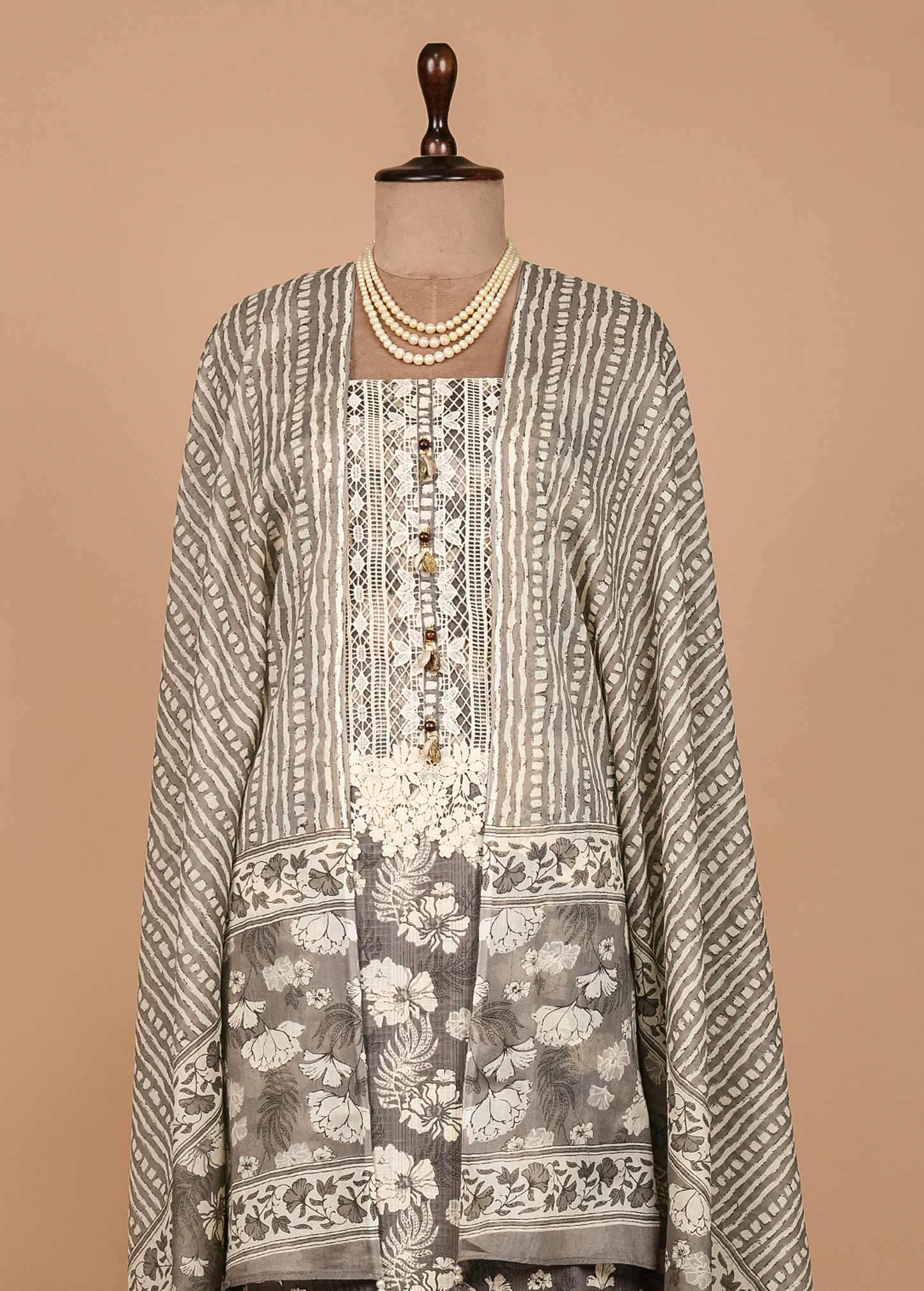 Grey Cotton Dress Material