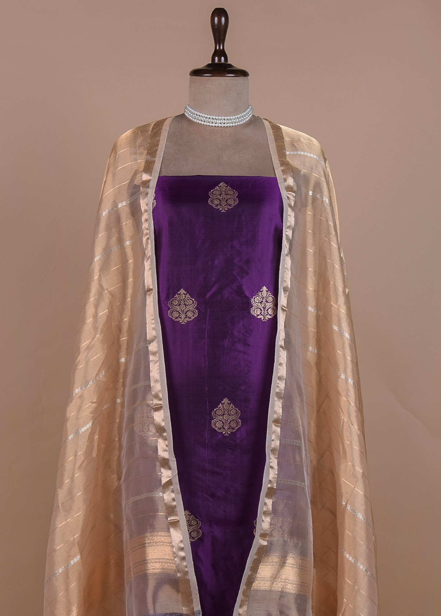 Purple Silk Dress Material