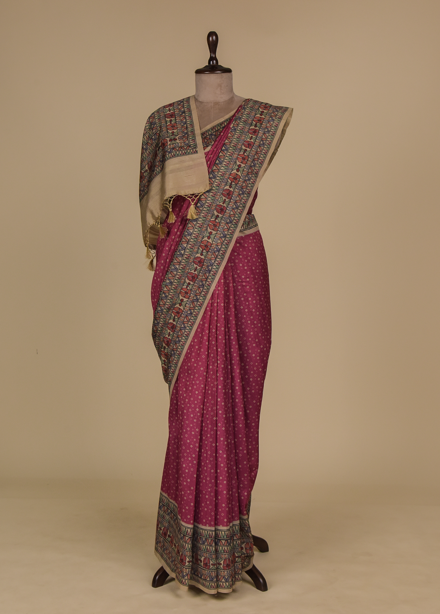 Pink Art Tussar Printed Saree
