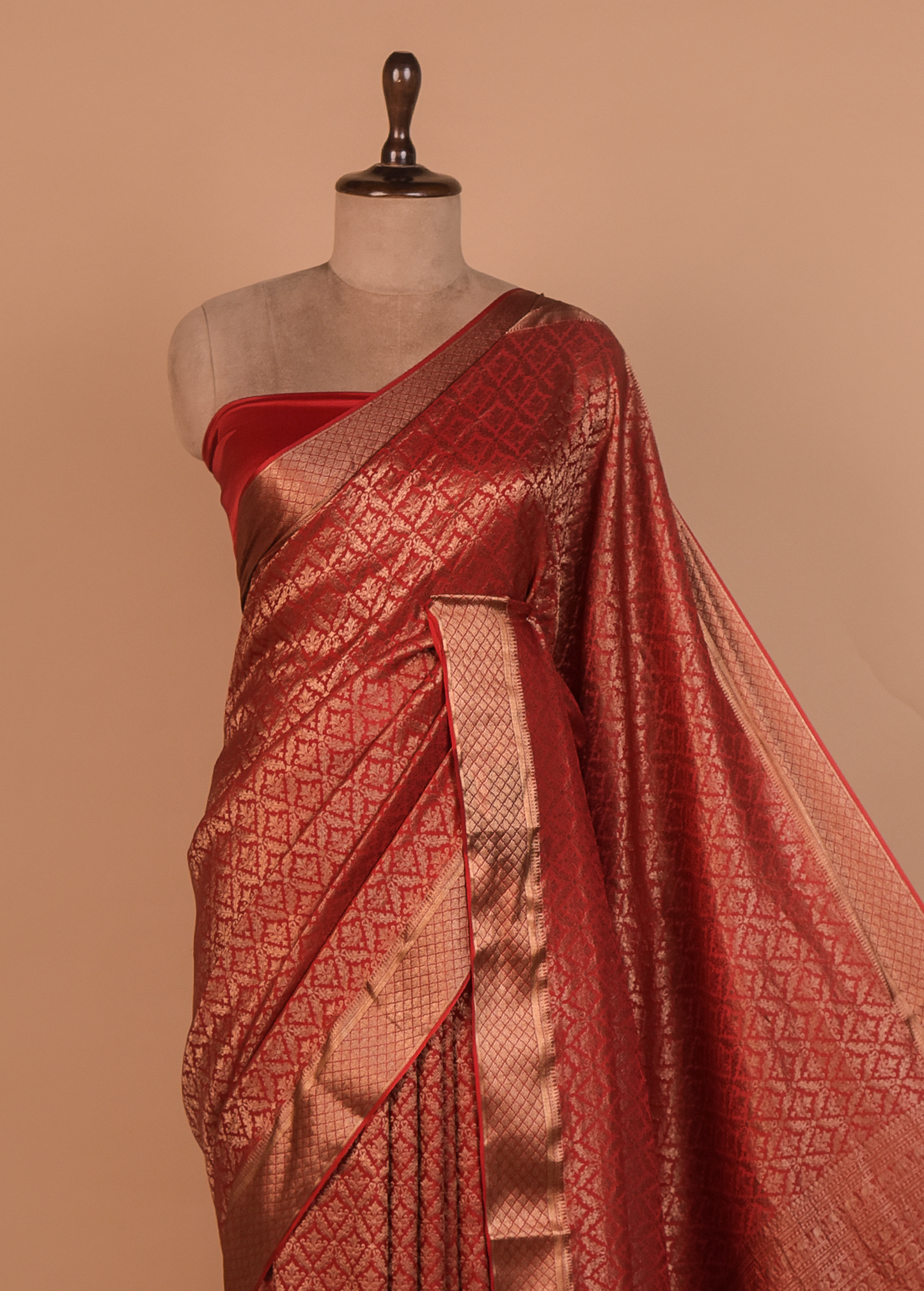 Red Crepe Silk Banarasi Saree
