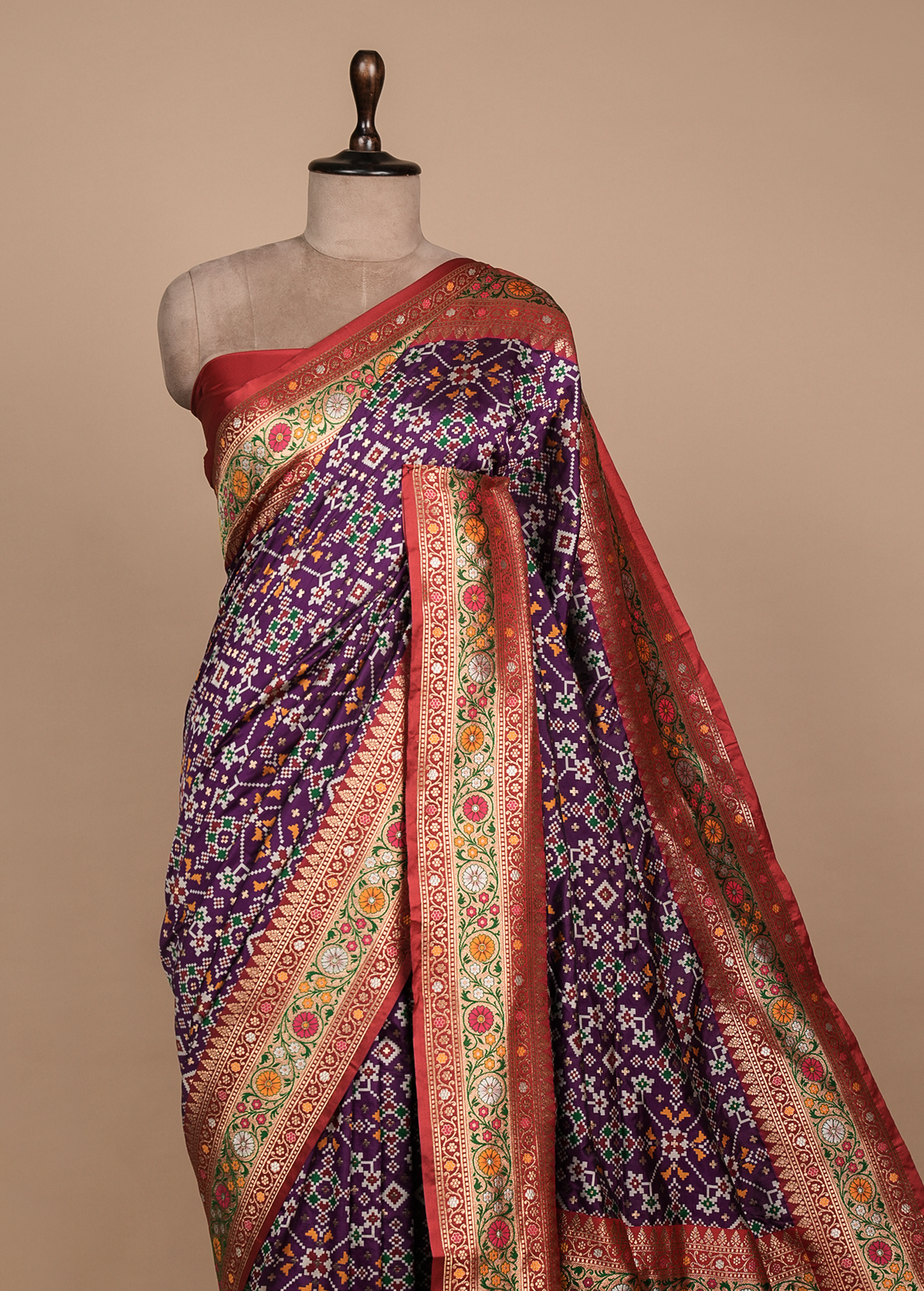 Purple Art Silk Patola Saree