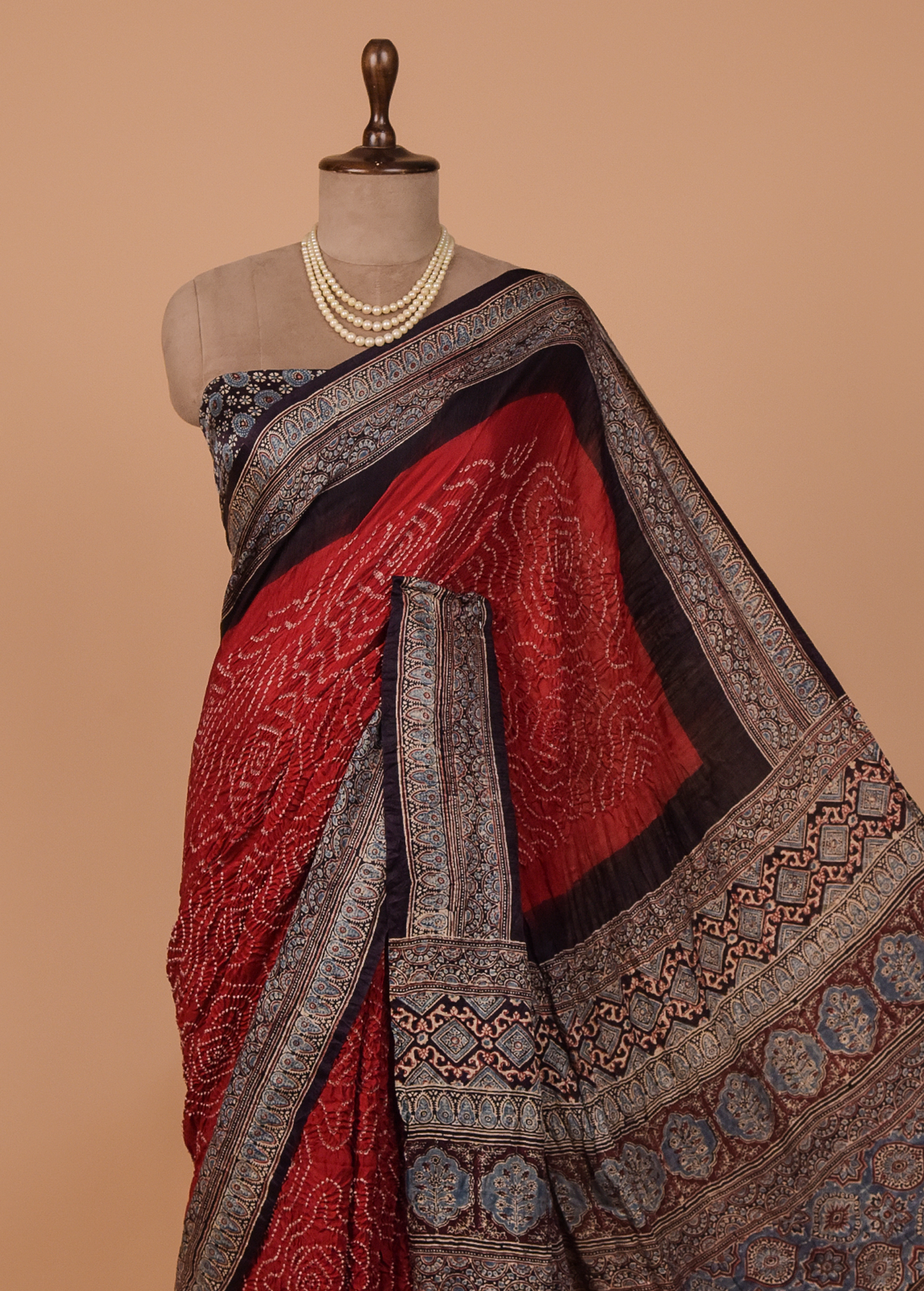 Red Gajji Silk Bandhani Saree