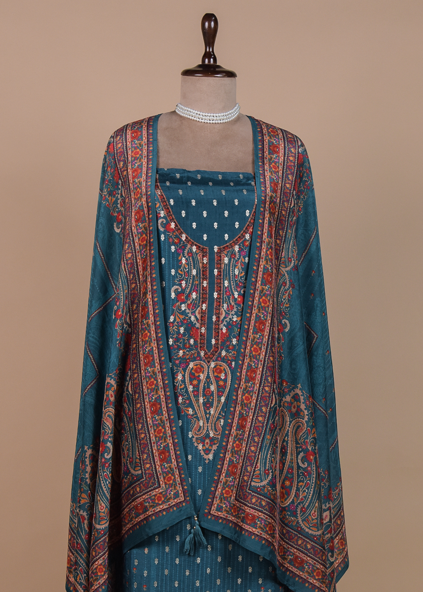 Blue Chanderi Dress Material