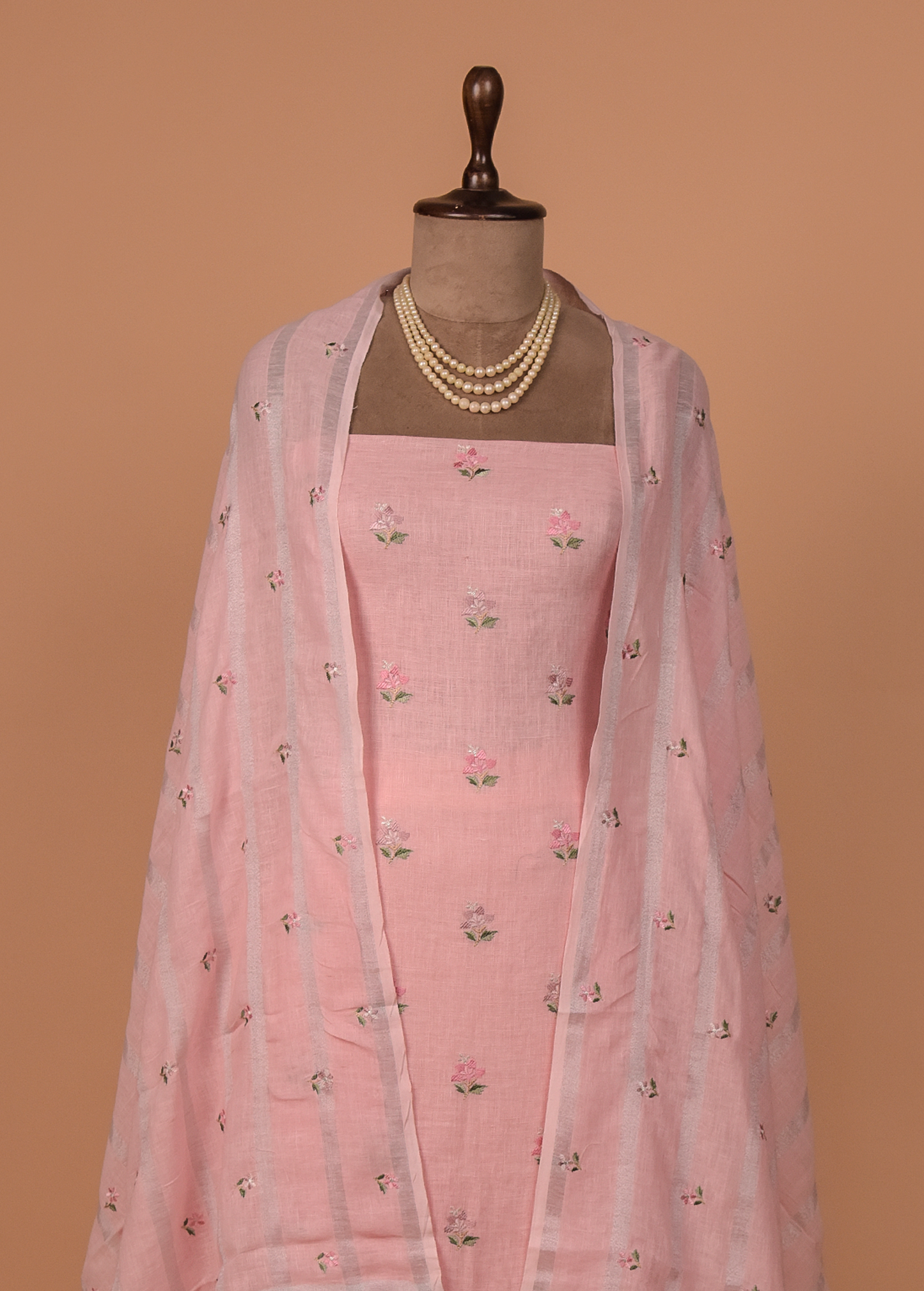 Pink Linen Dress Material
