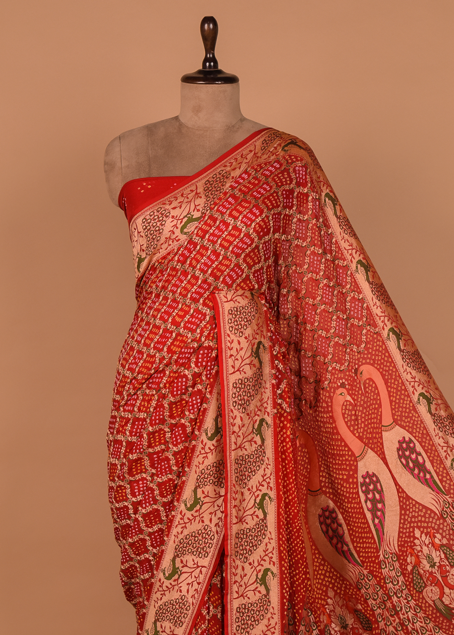 Red Georgette Bandhani Saree