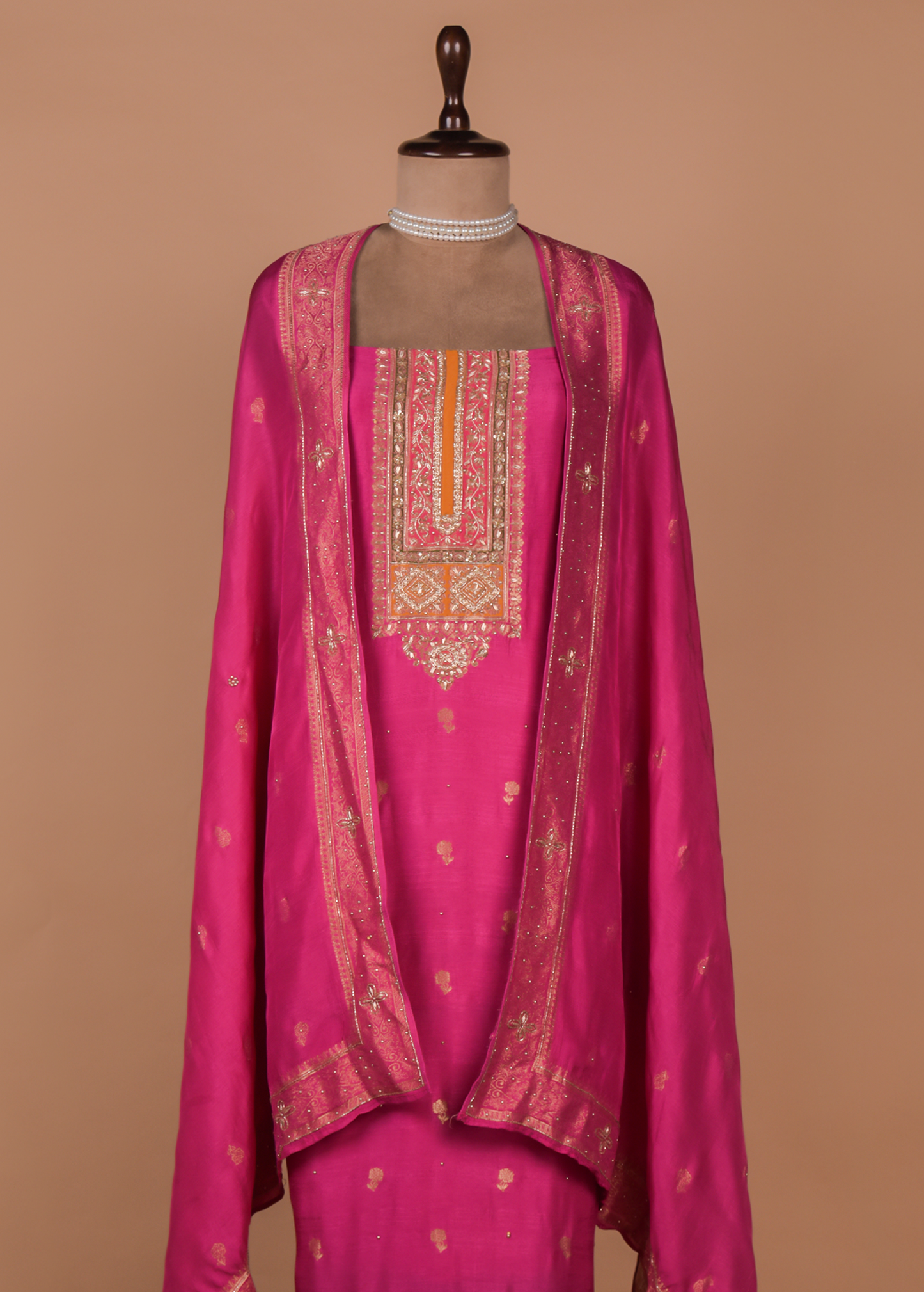 Pink Cotton Silk Dress Material