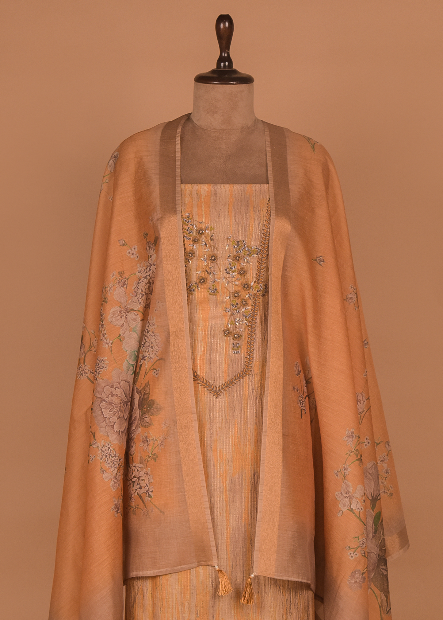 Beige Cotton Dress Material