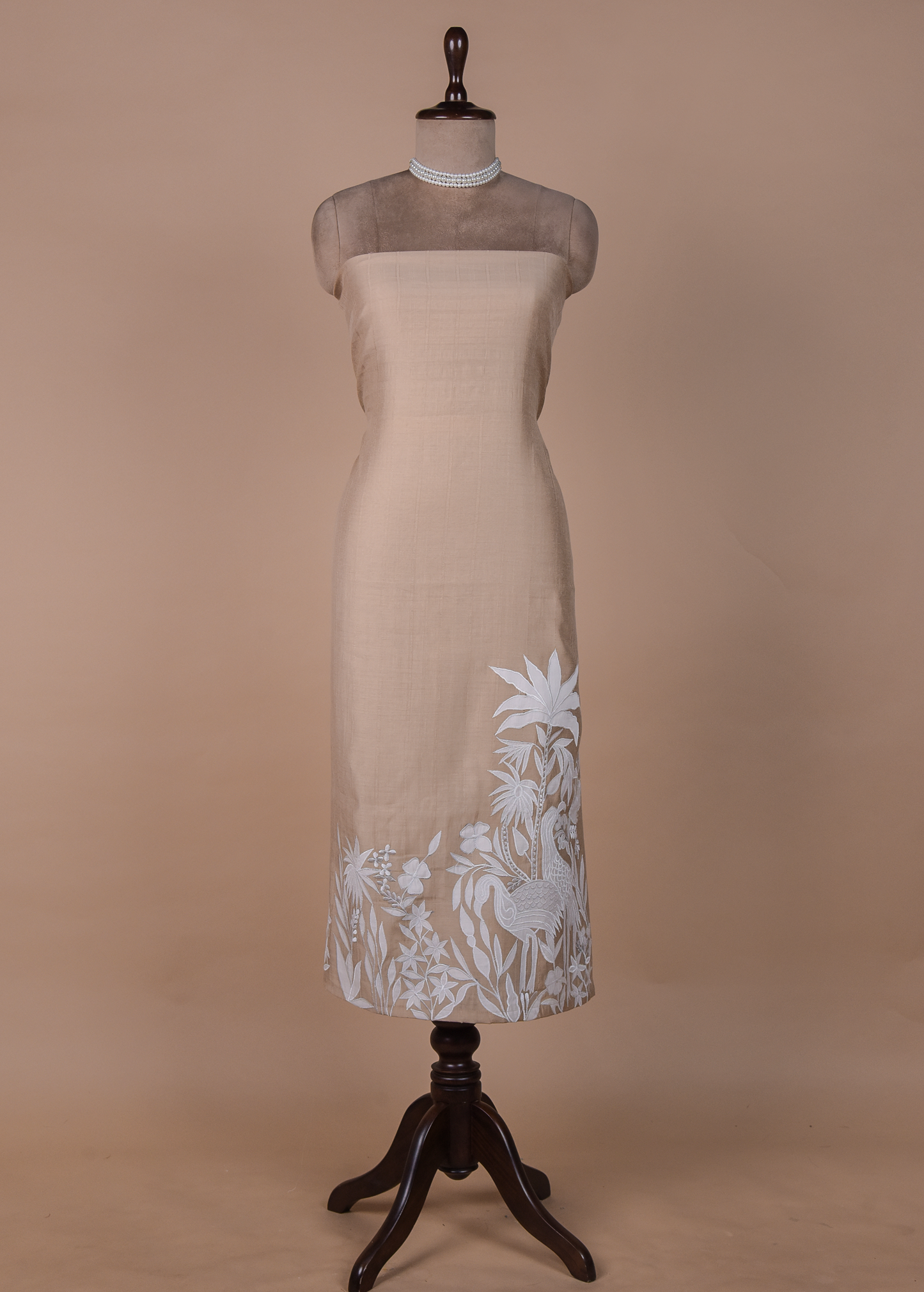 Beige Mulmul Cotton Dress Material