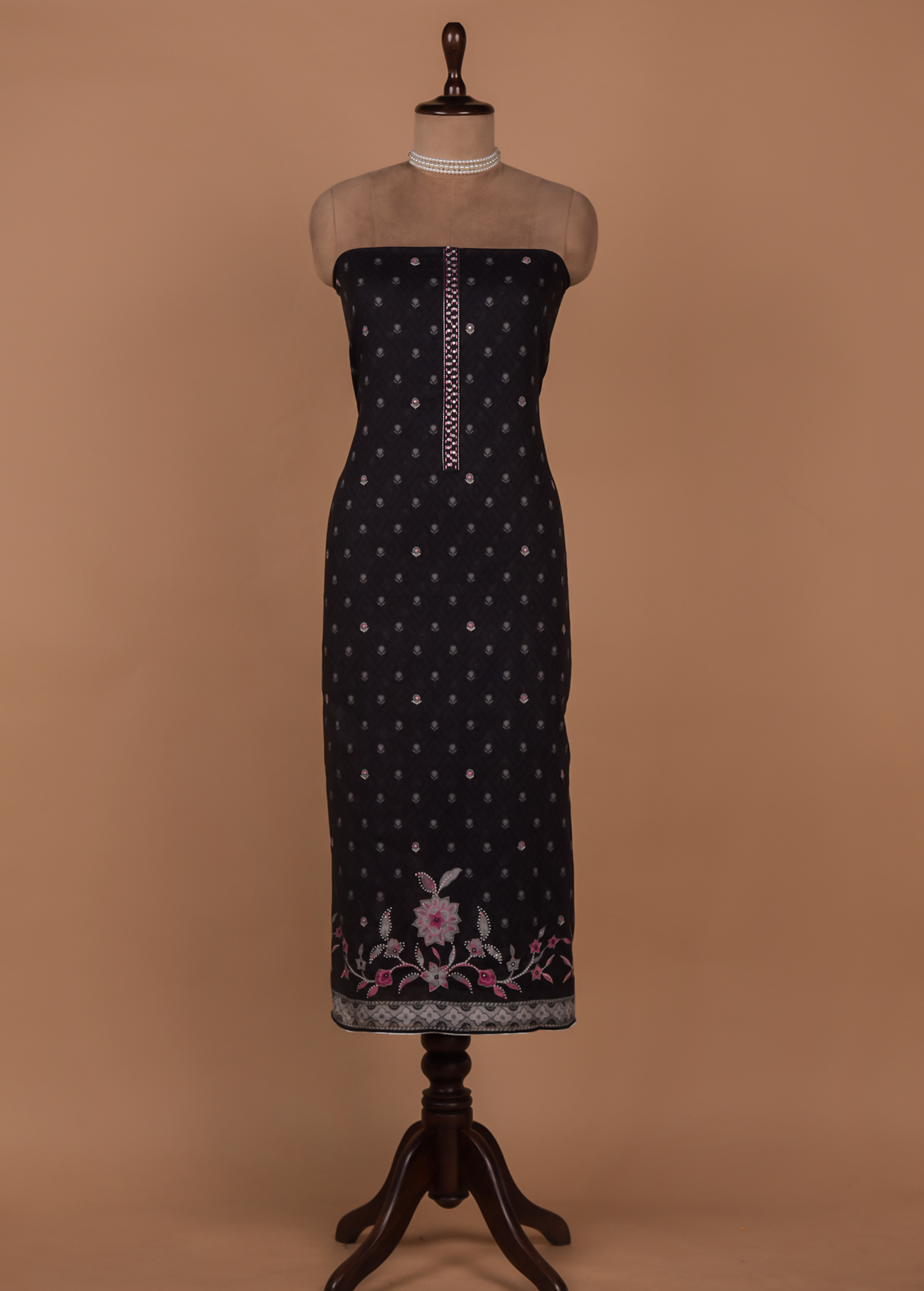 Black Crepe Dress Material