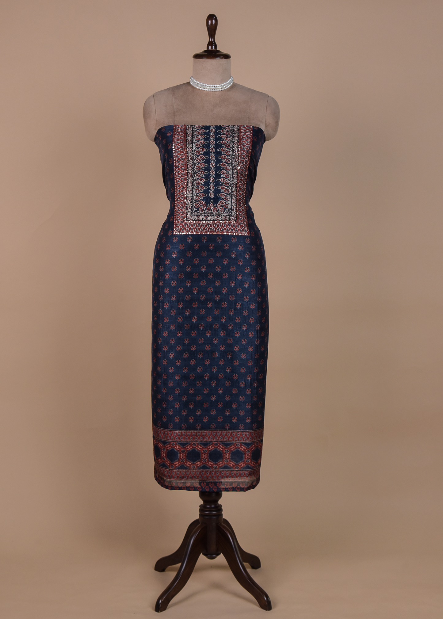 Blue Cotton Tussar Dress Material