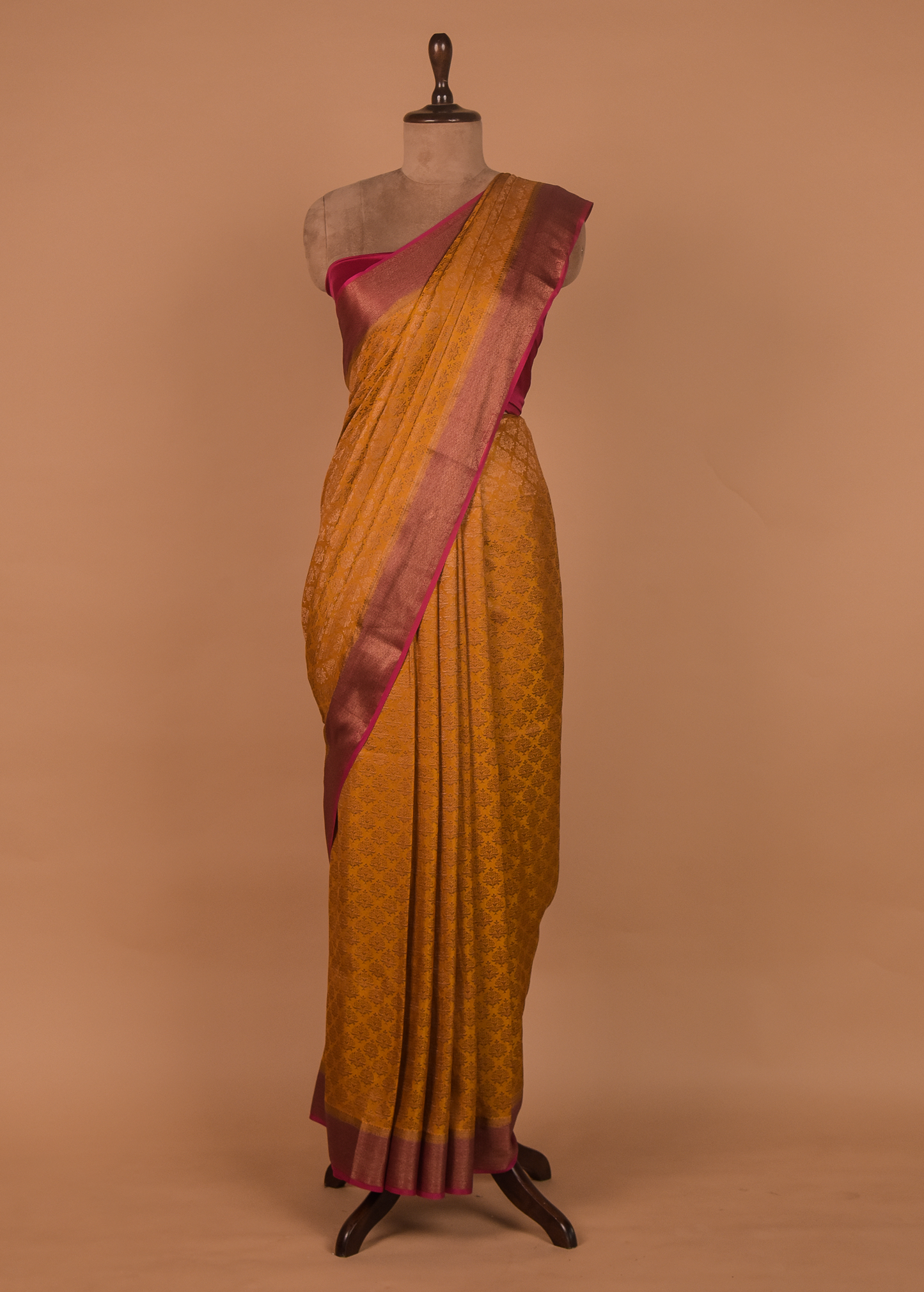 Yellow Crepe Banarasi Saree