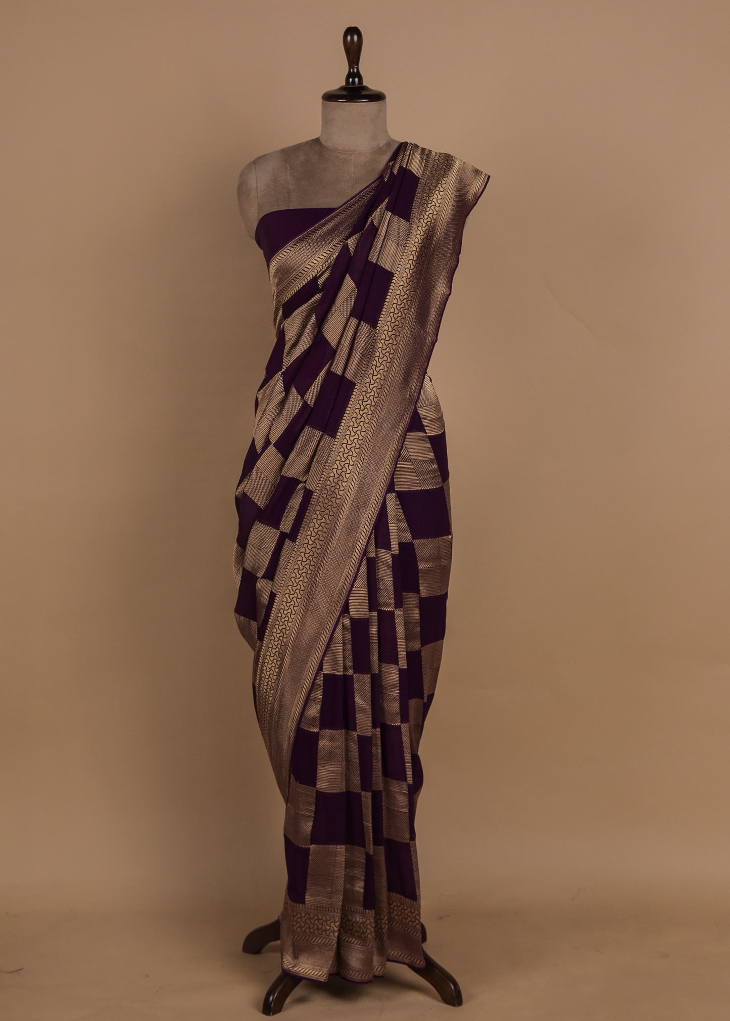 Wine Georgette Banarasi Saree