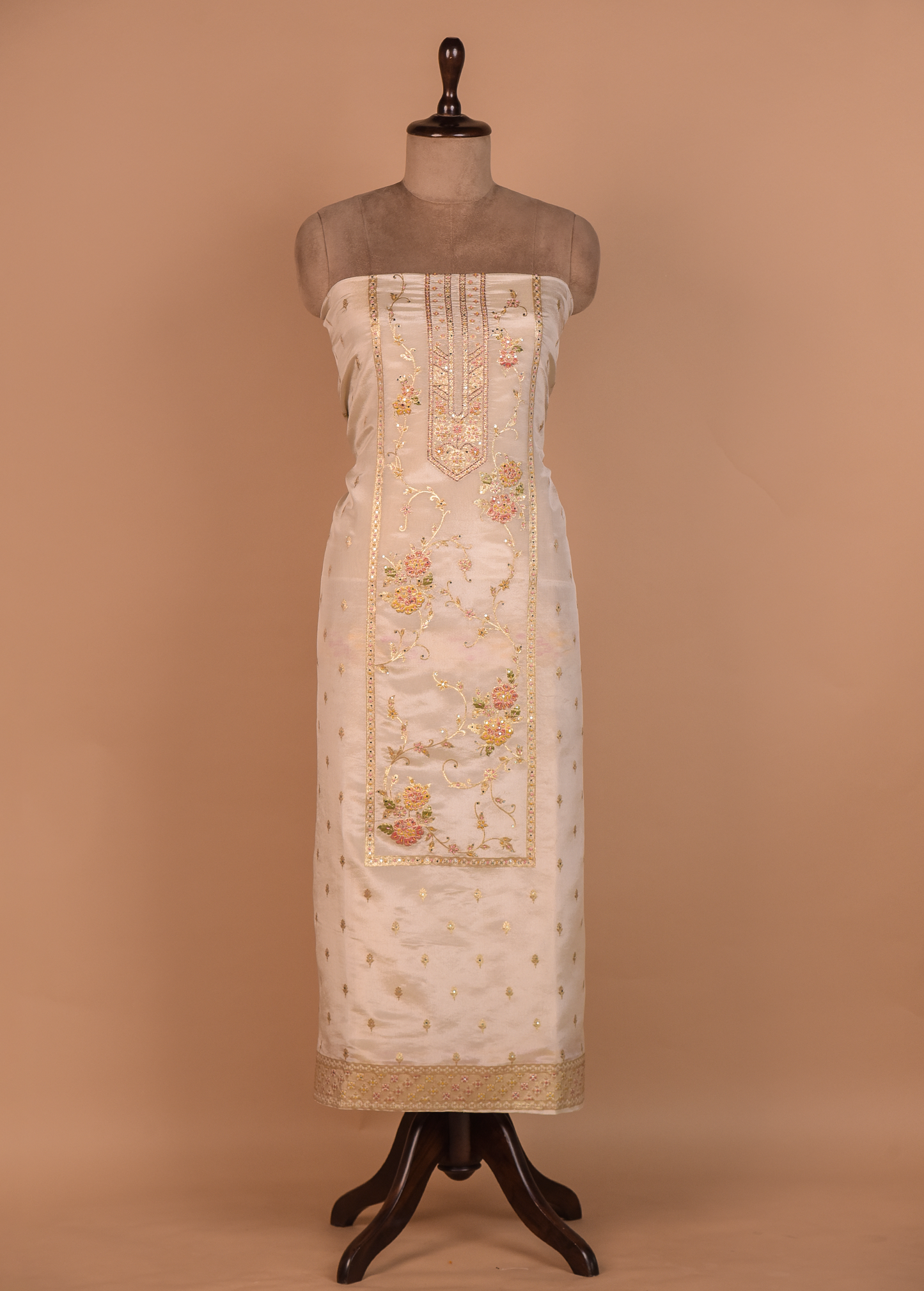 Cream Tissue Dress Material