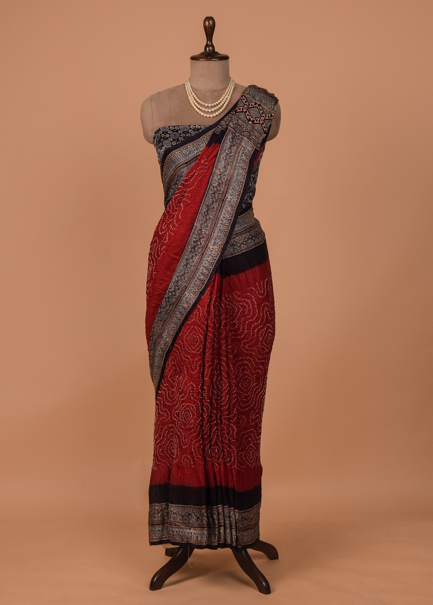 Red Gajji Silk Bandhani Saree