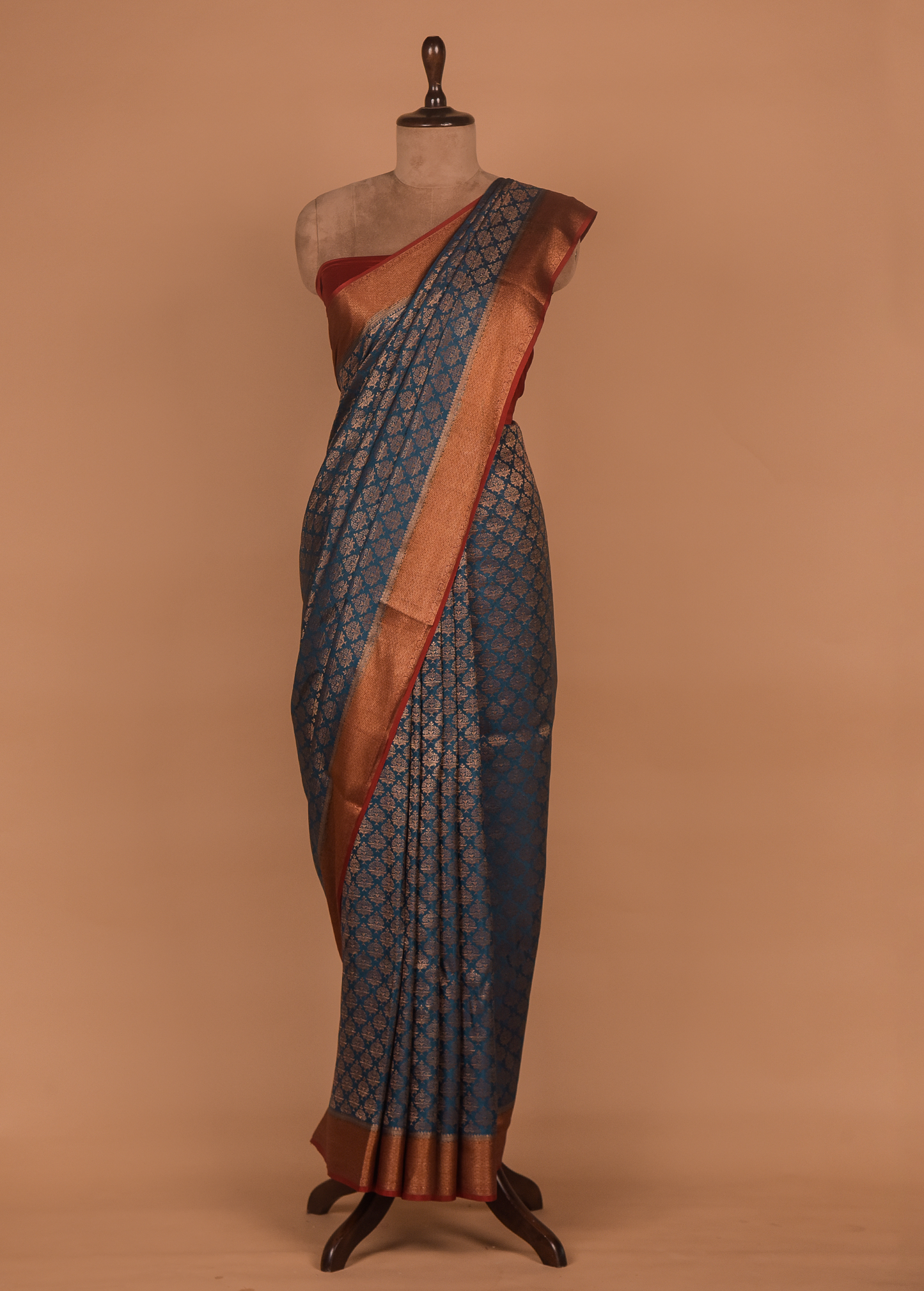 Blue Crepe Banarasi Saree