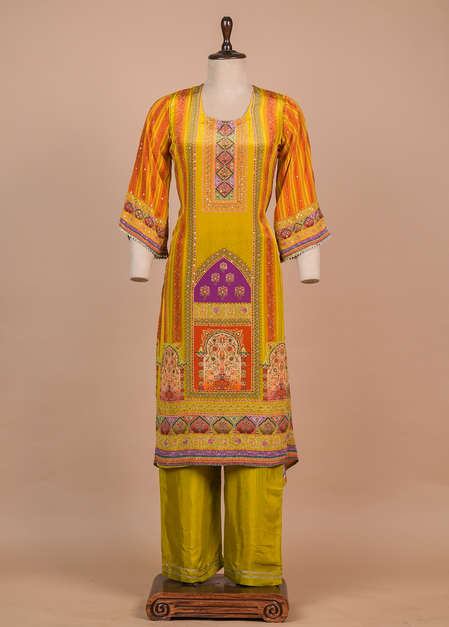 Multicoloured Crepe Straight Set
