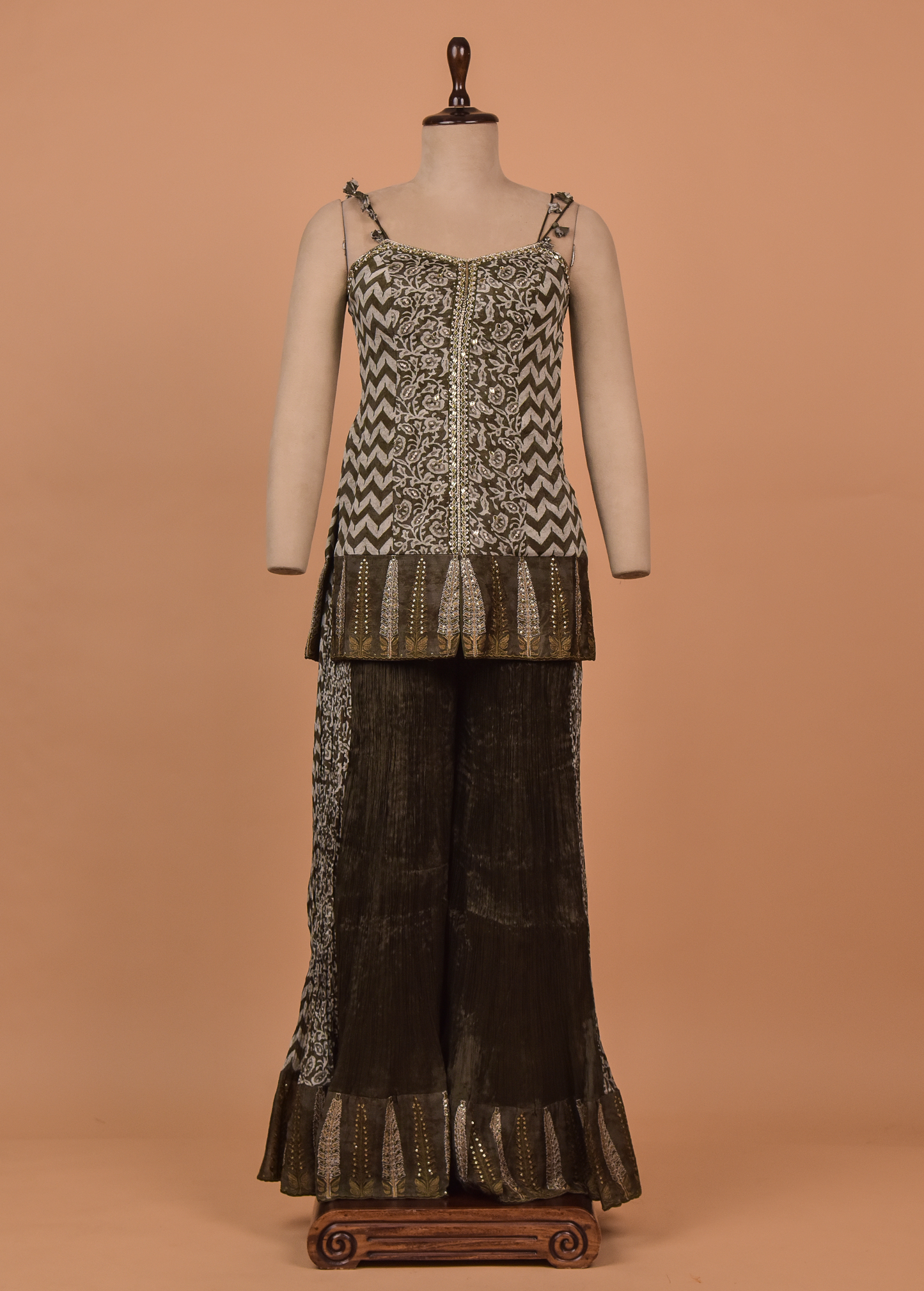 Brown Georgette Sharara Set