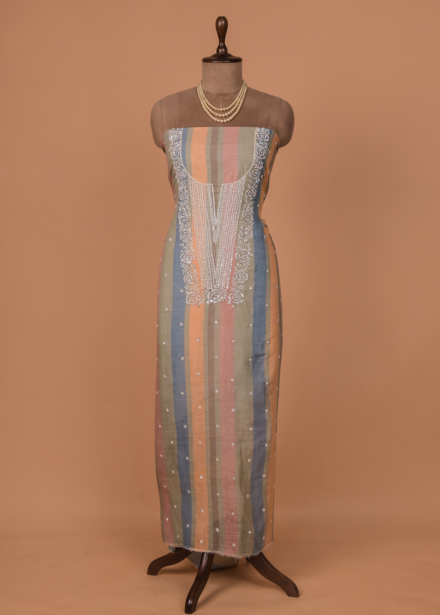 Multicoloured Linen Dress Material