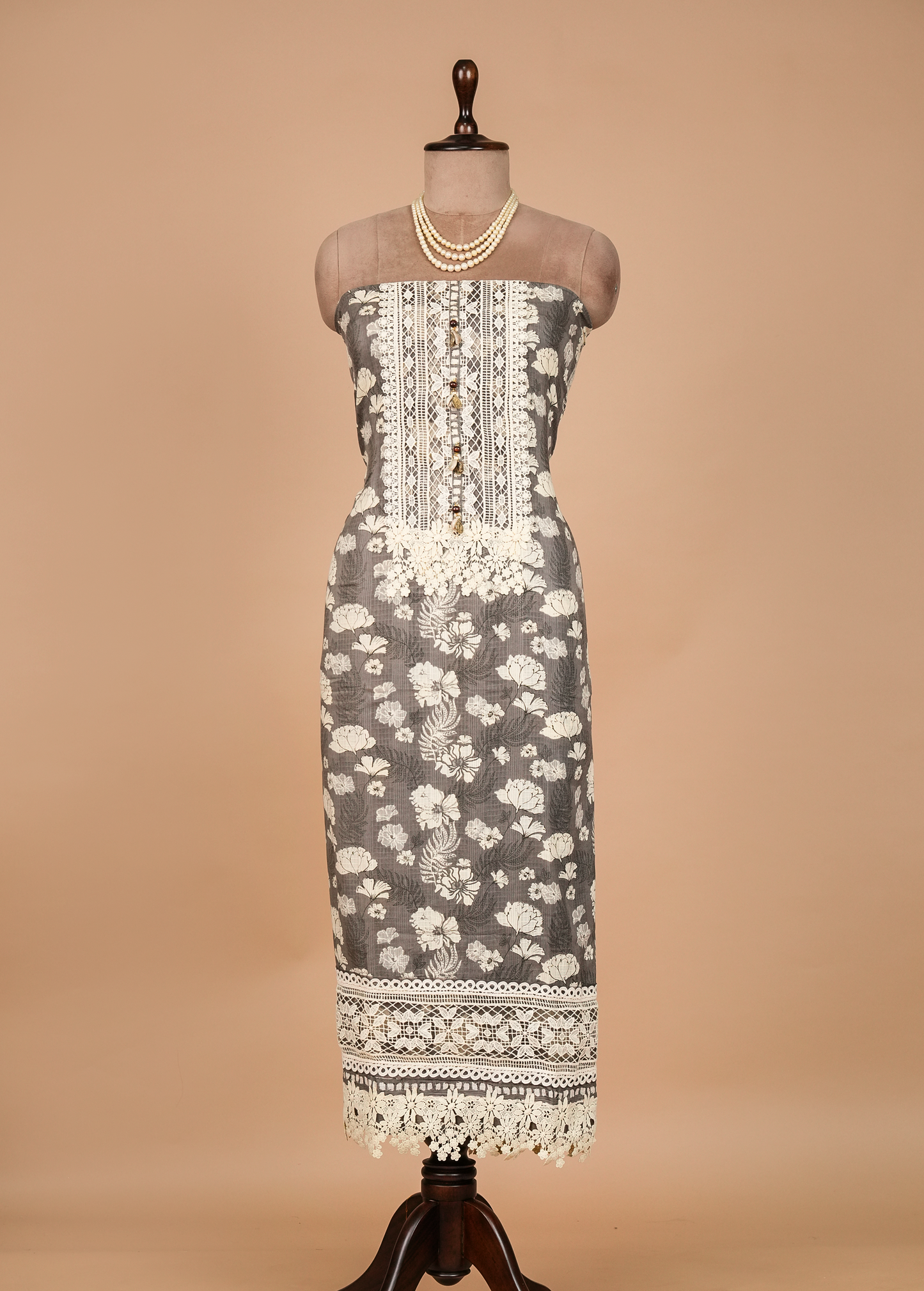 Grey Cotton Dress Material