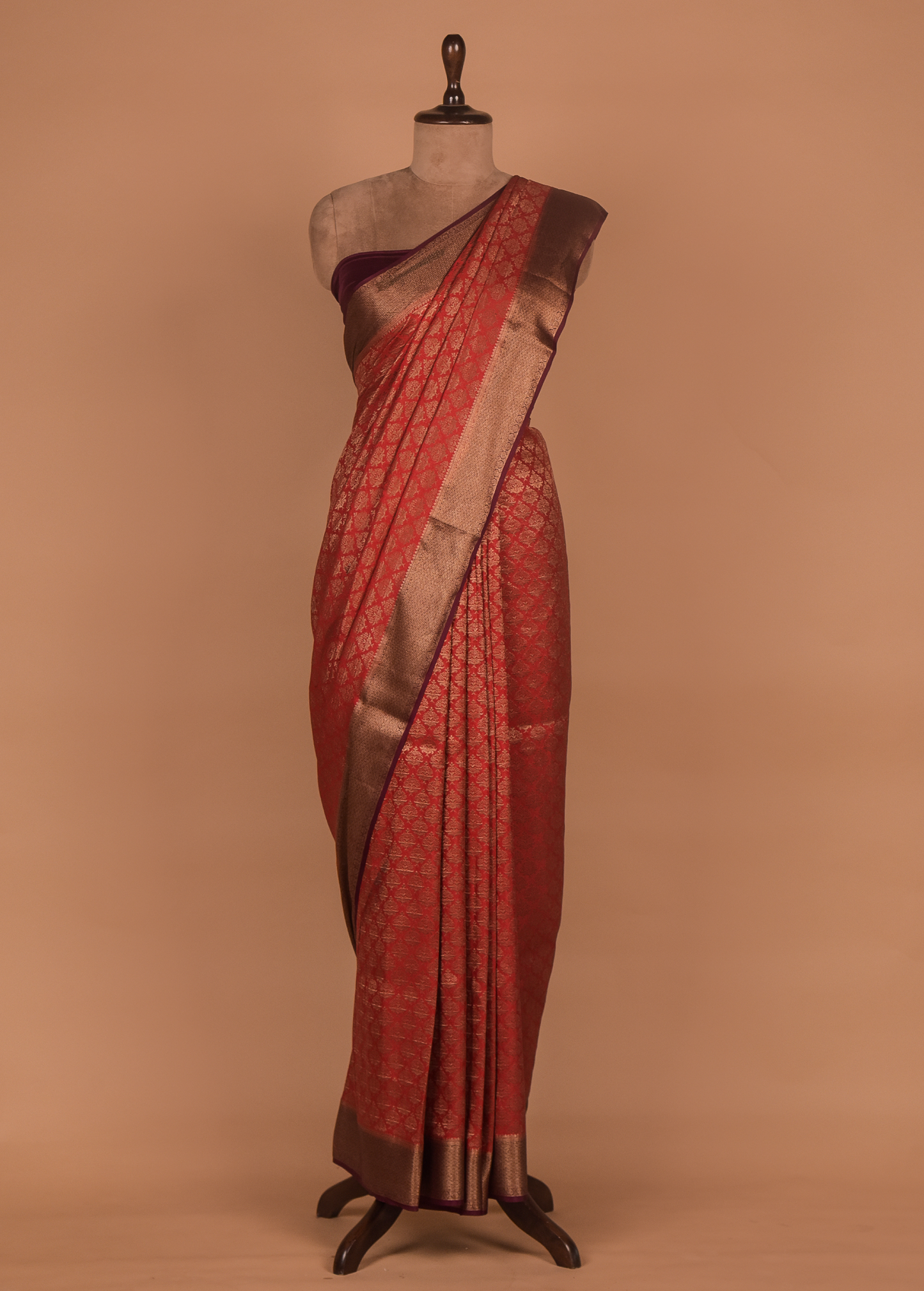 Peach Crepe Banarasi Saree