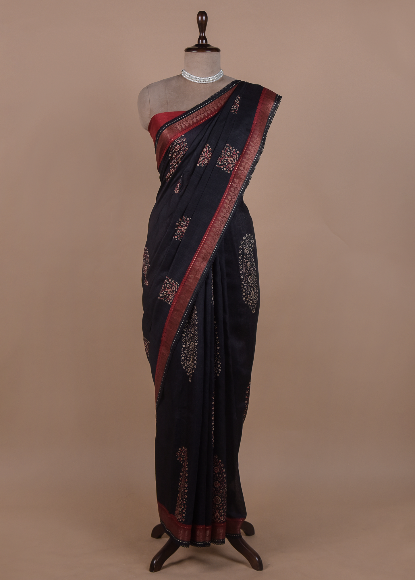 Black Tussar Embroidered Saree