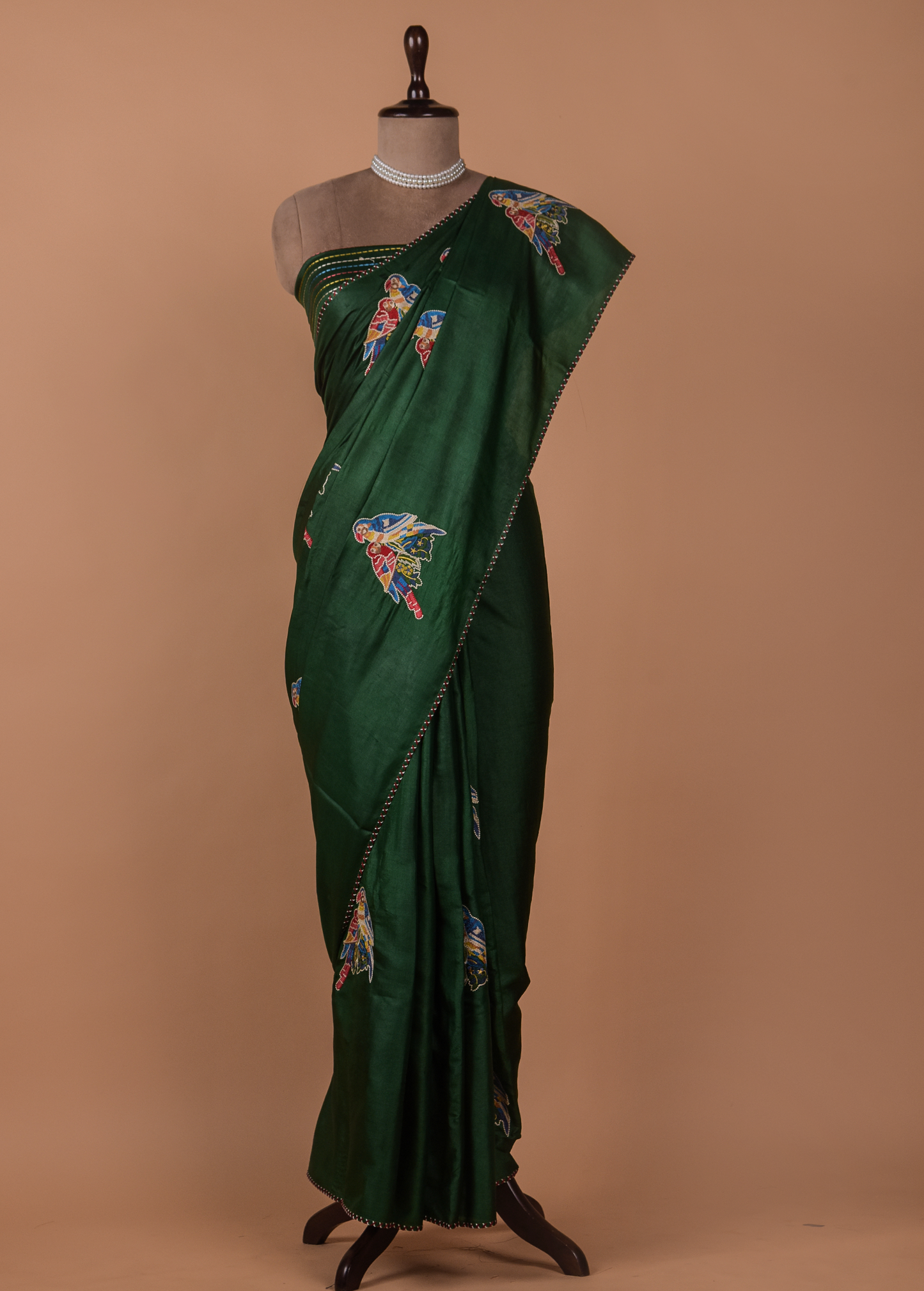 Green Tussar Embroidered Saree