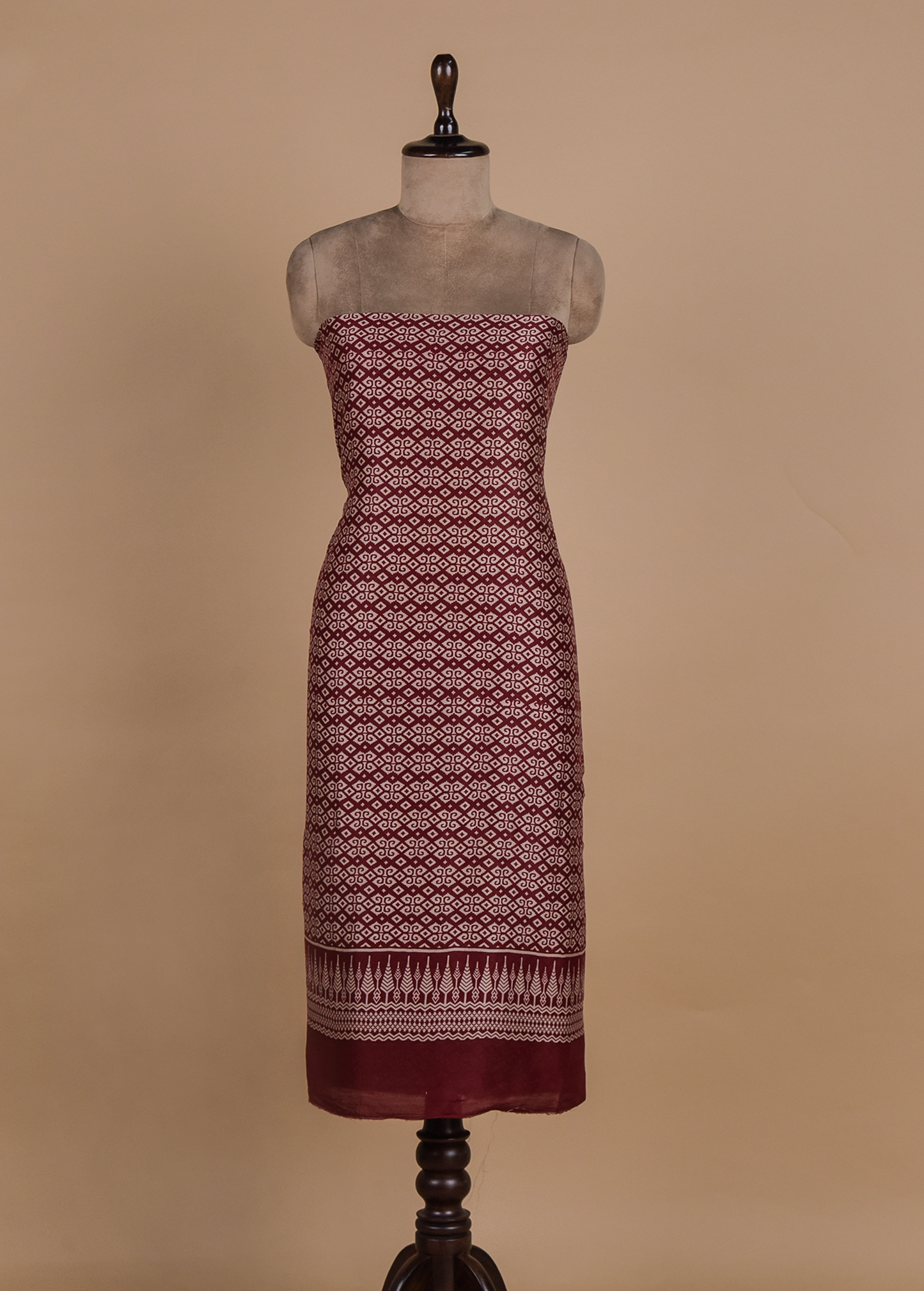 Red Chanderi Dress Material