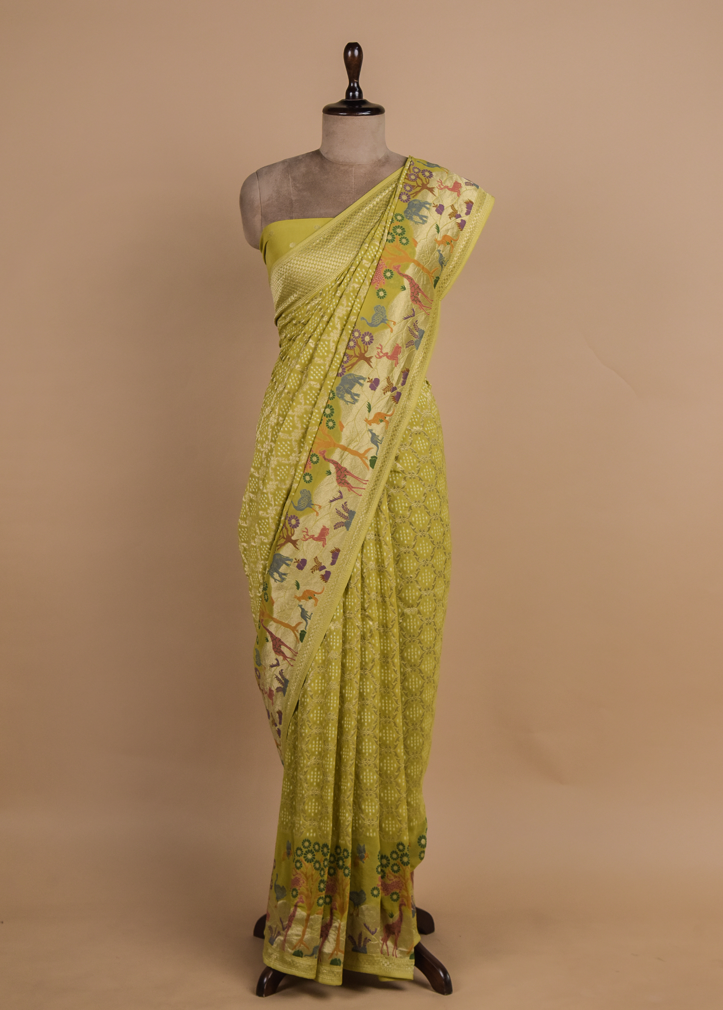 Green Georgette Bandhani Saree
