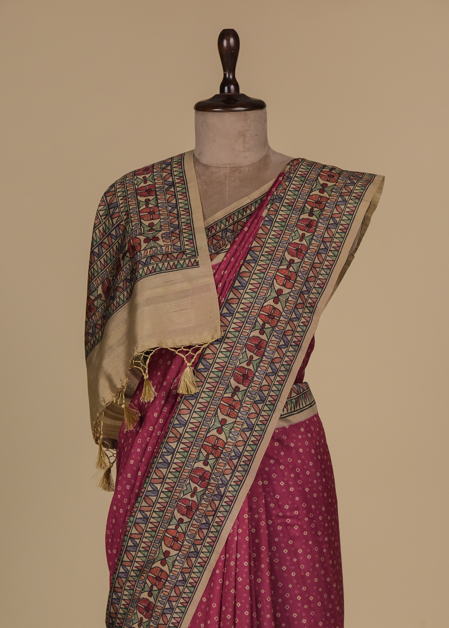 Pink Art Tussar Printed Saree