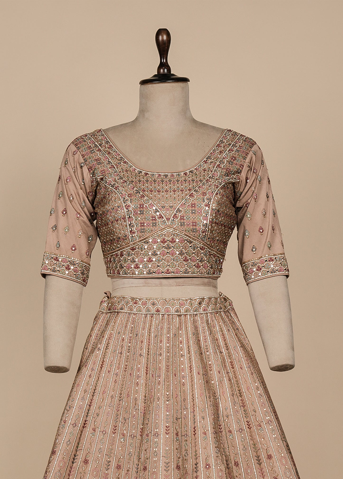 Beige Silk Lehenga