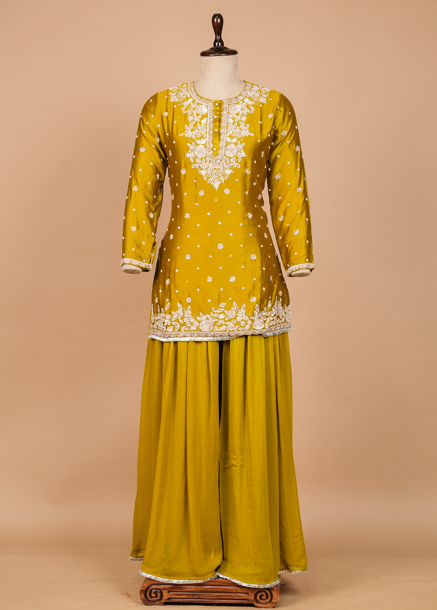 Yellow Georgette Sharara Set