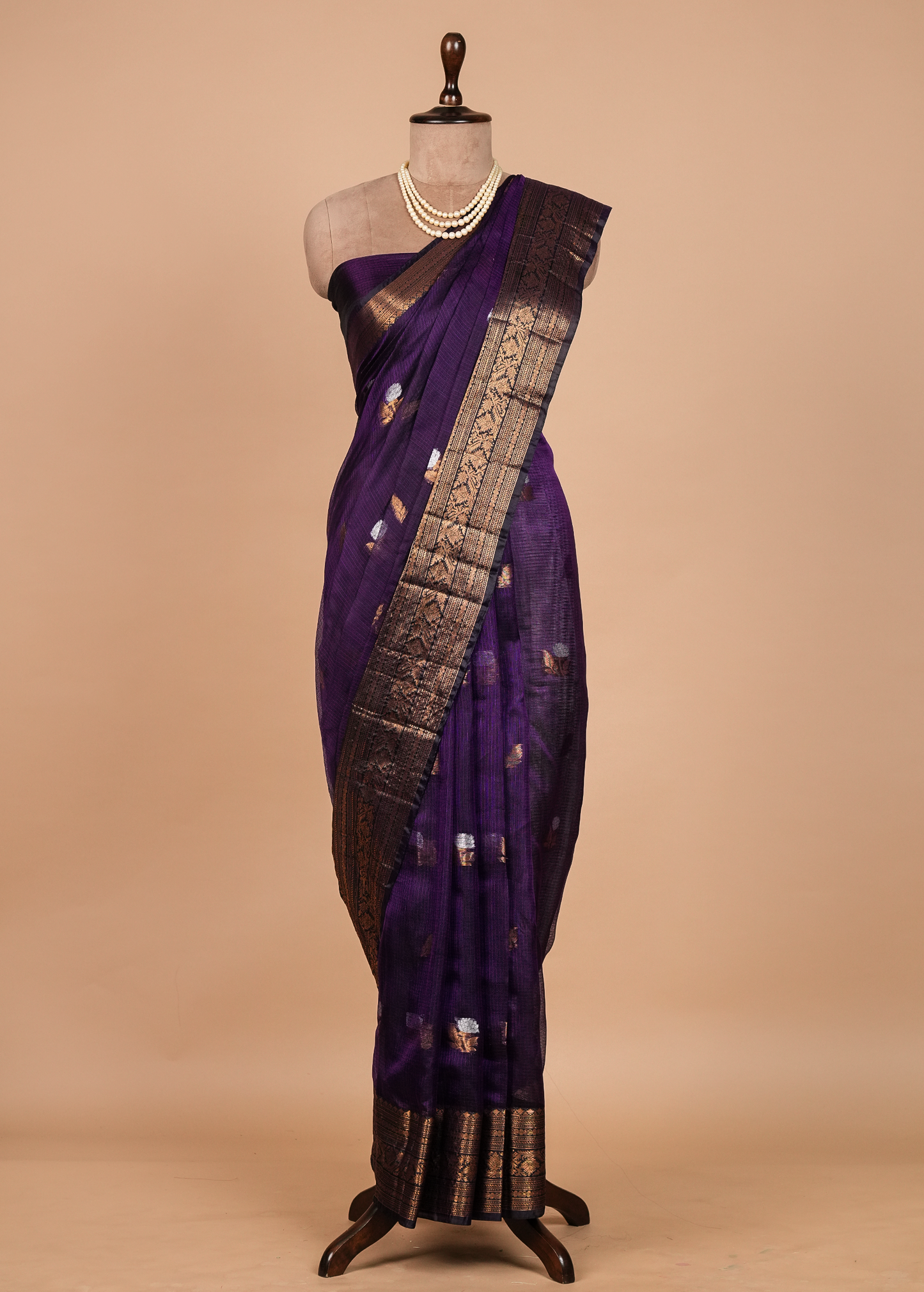 Purple Kota Cotton Saree