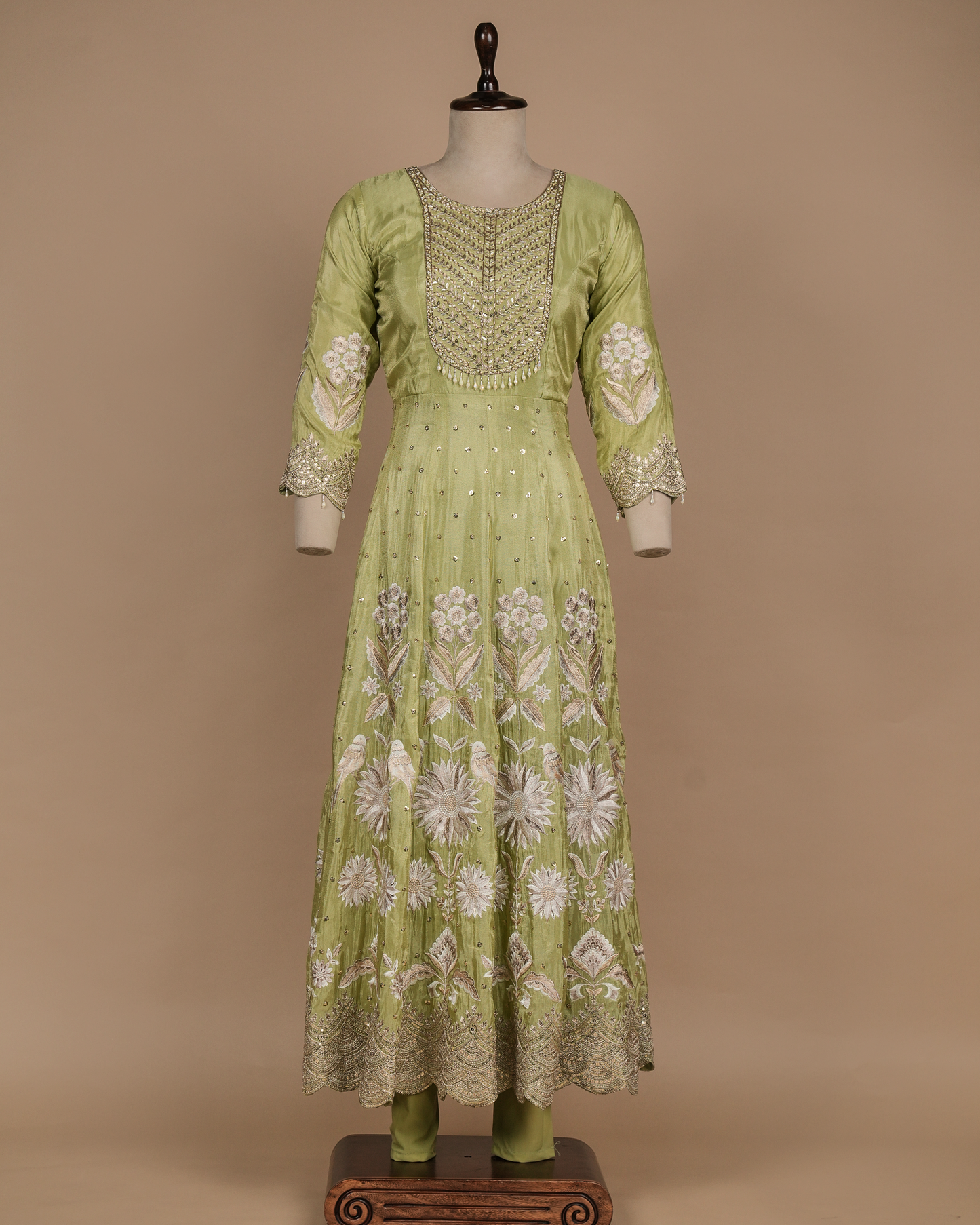 Green Tissue Silk Anarkali Set