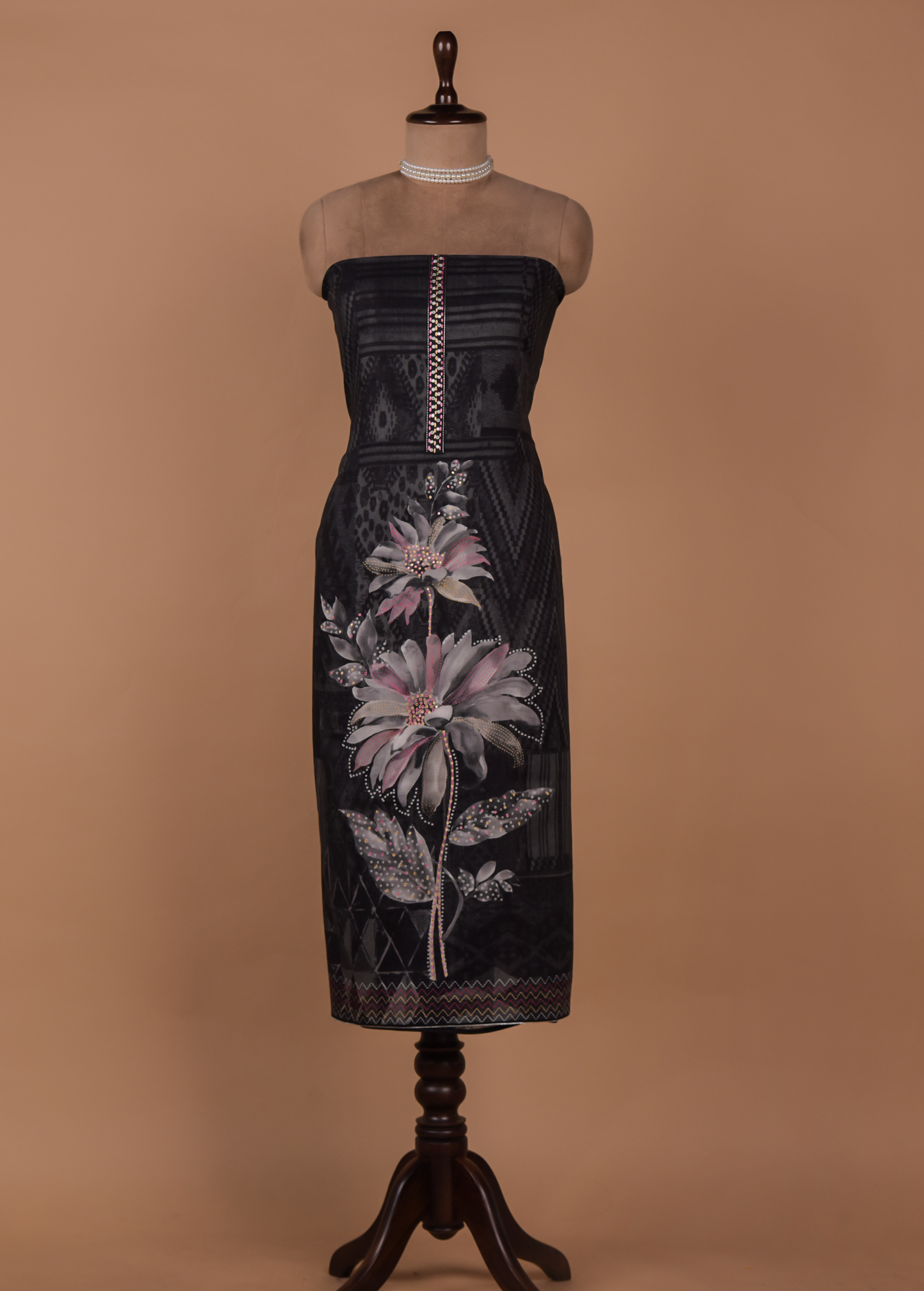 Black Crepe Dress Material