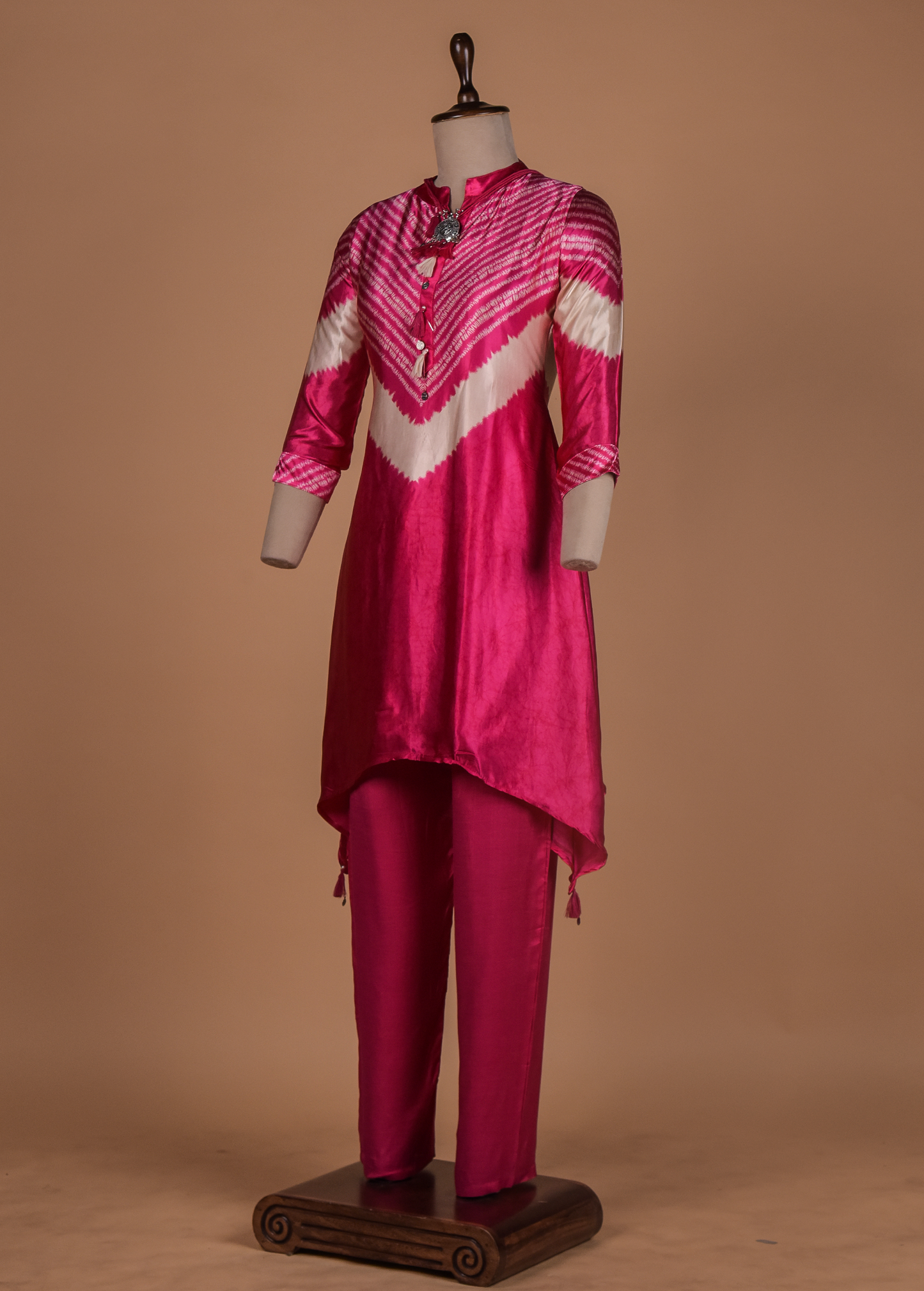 Pink Crepe Silk Kurta