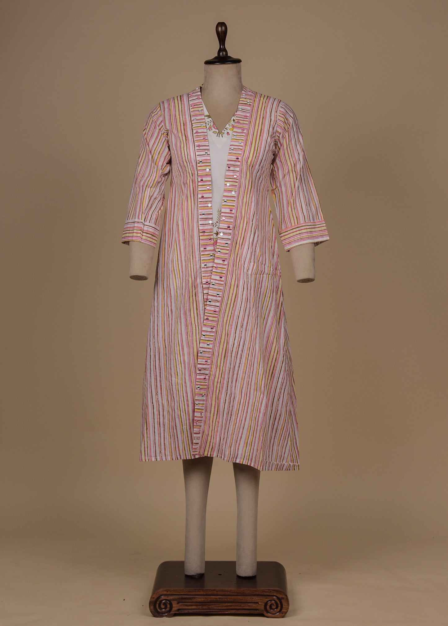 White Cotton Kurta & Jacket Set
