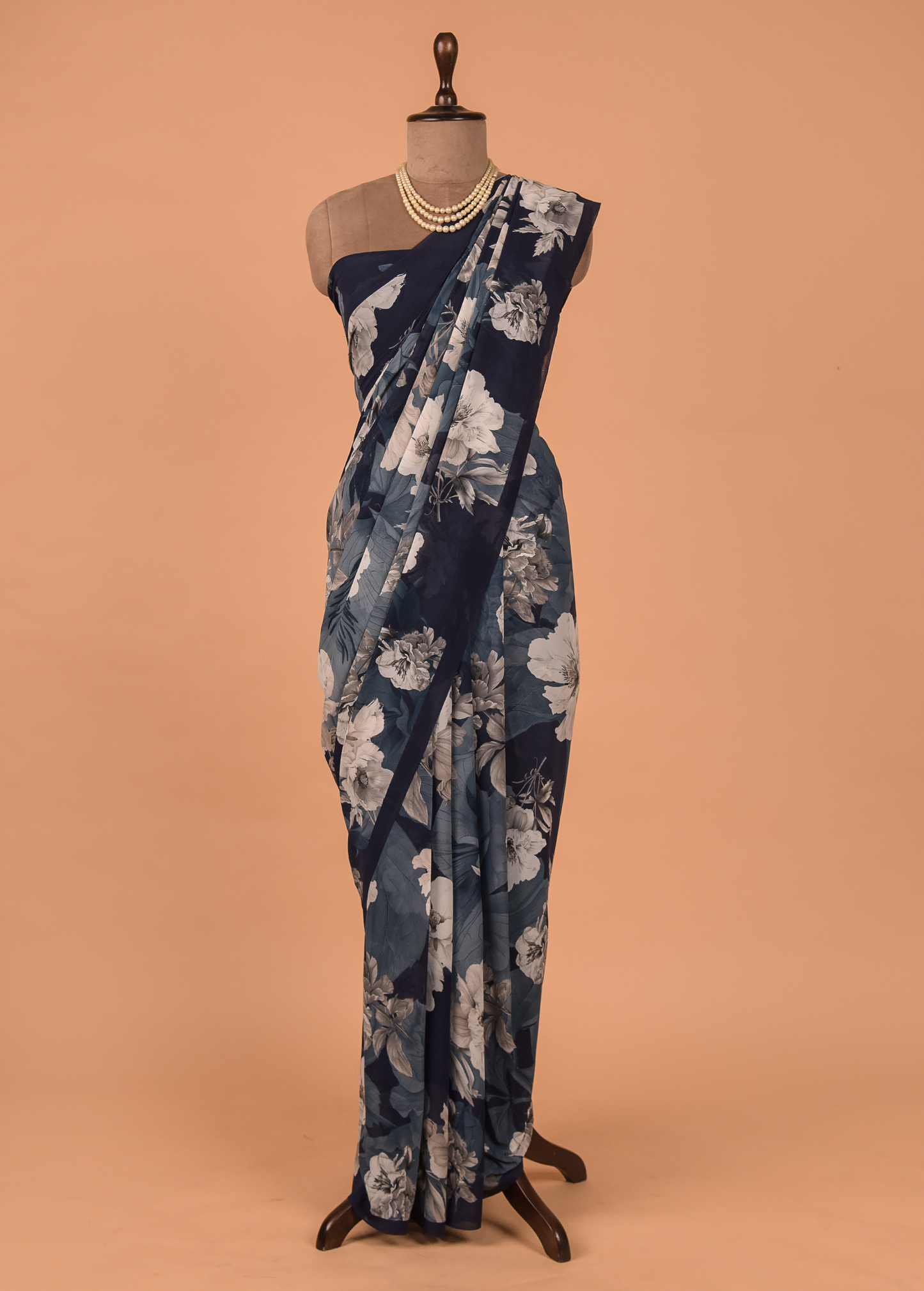 Blue Georgette Printed Saree
