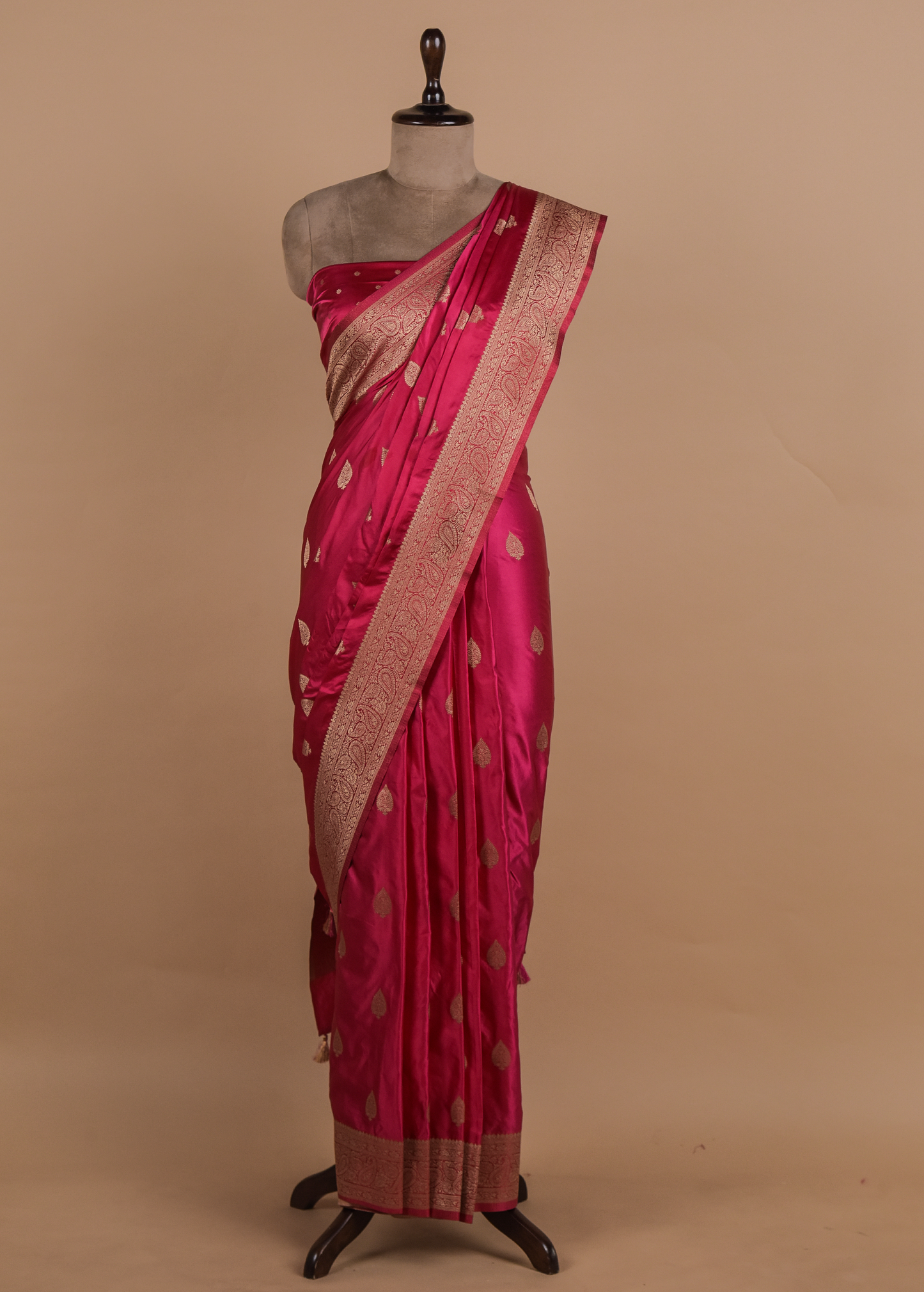 Pink Art Satin Banarasi Saree