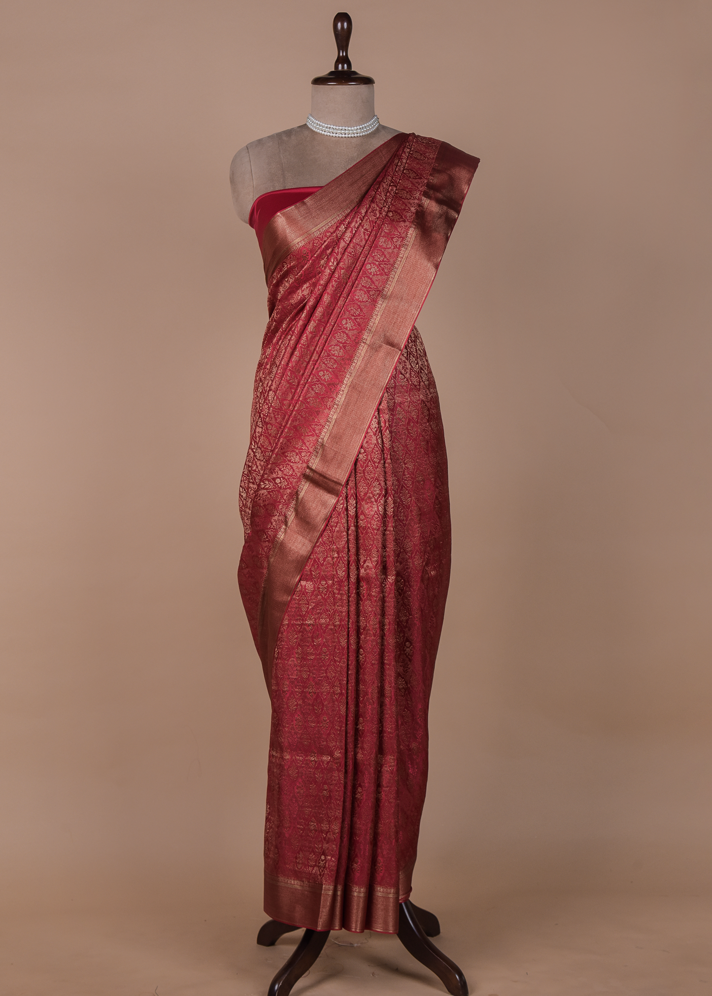 Red Crepe Silk Banarasi Saree