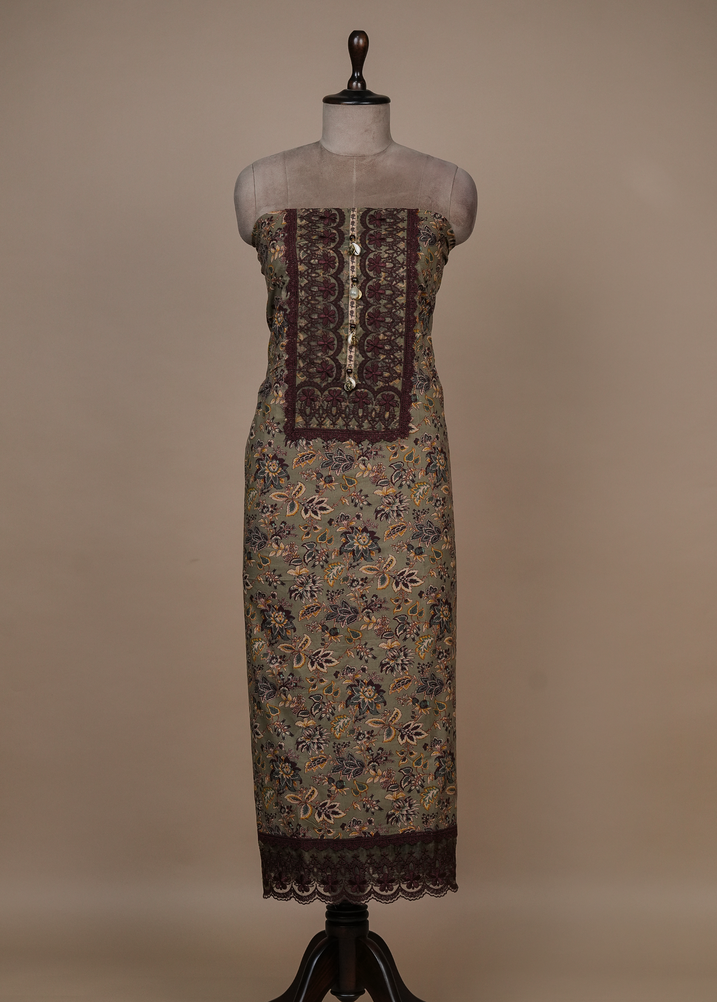 Green Cotton Dress Material