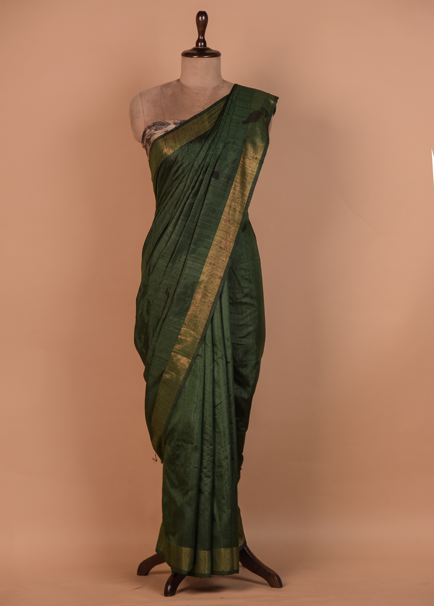Green Tussar Printed Saree