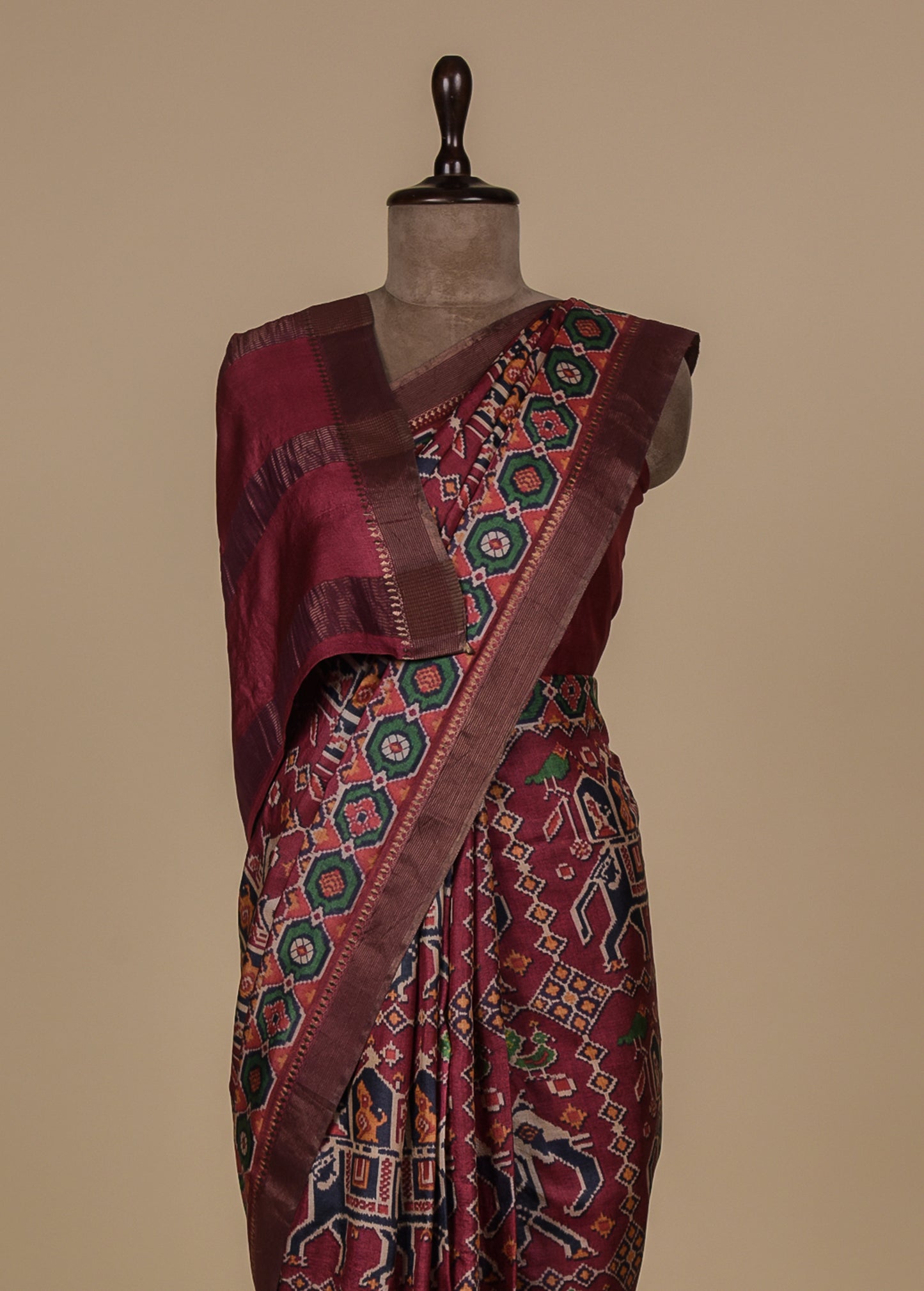 Red Tussar Patola Saree