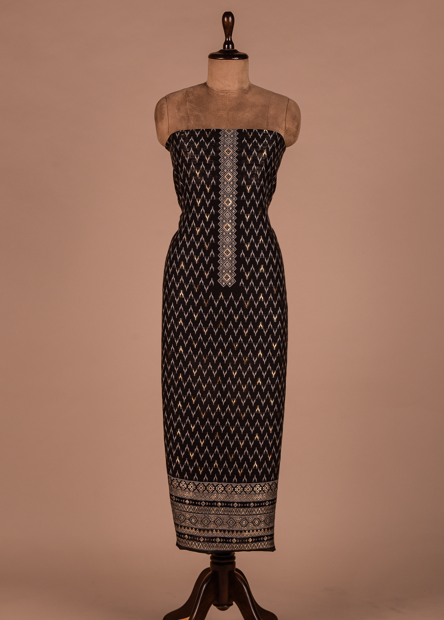 Black Mulmul Cotton Dress Material