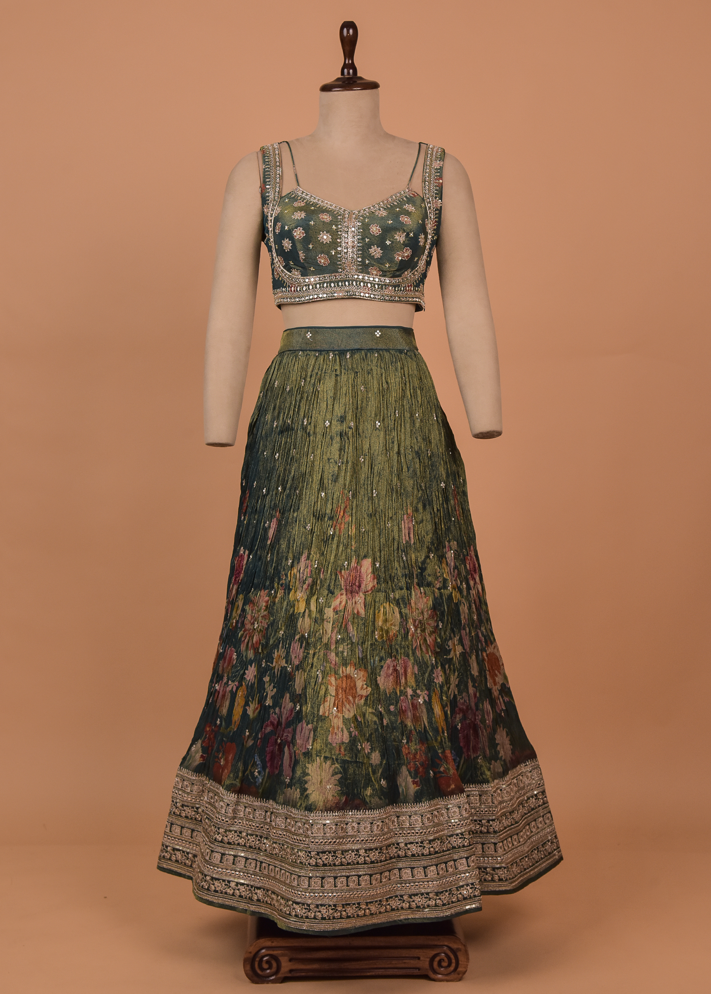Green Georgette Lehenga