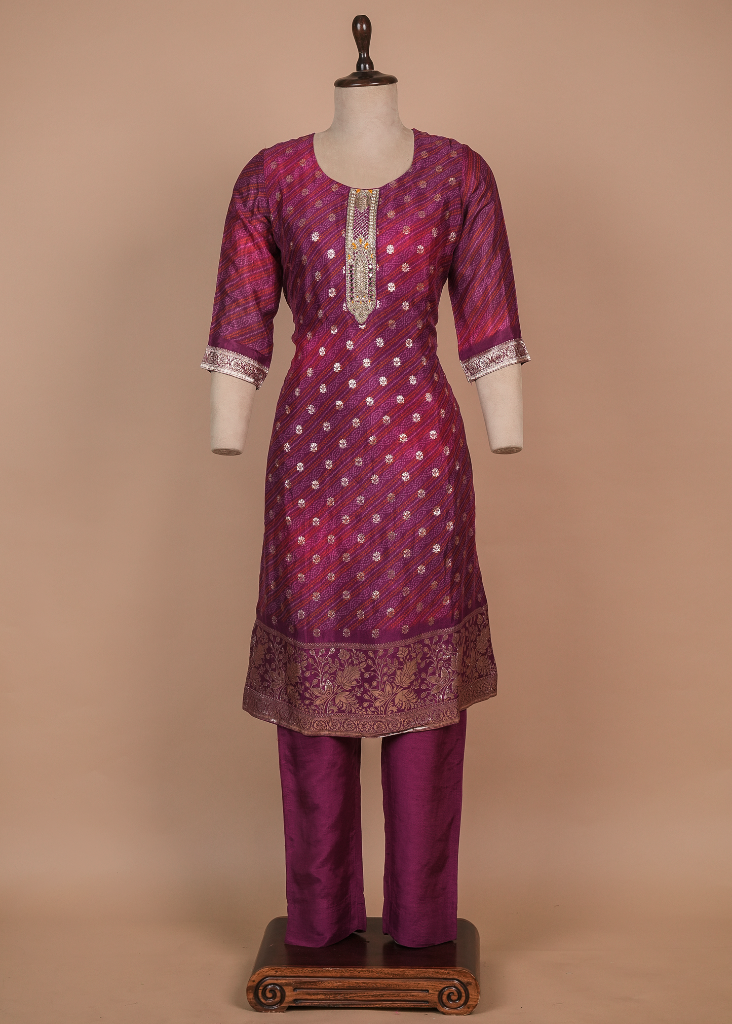 Pink Cotton Silk Straight Set
