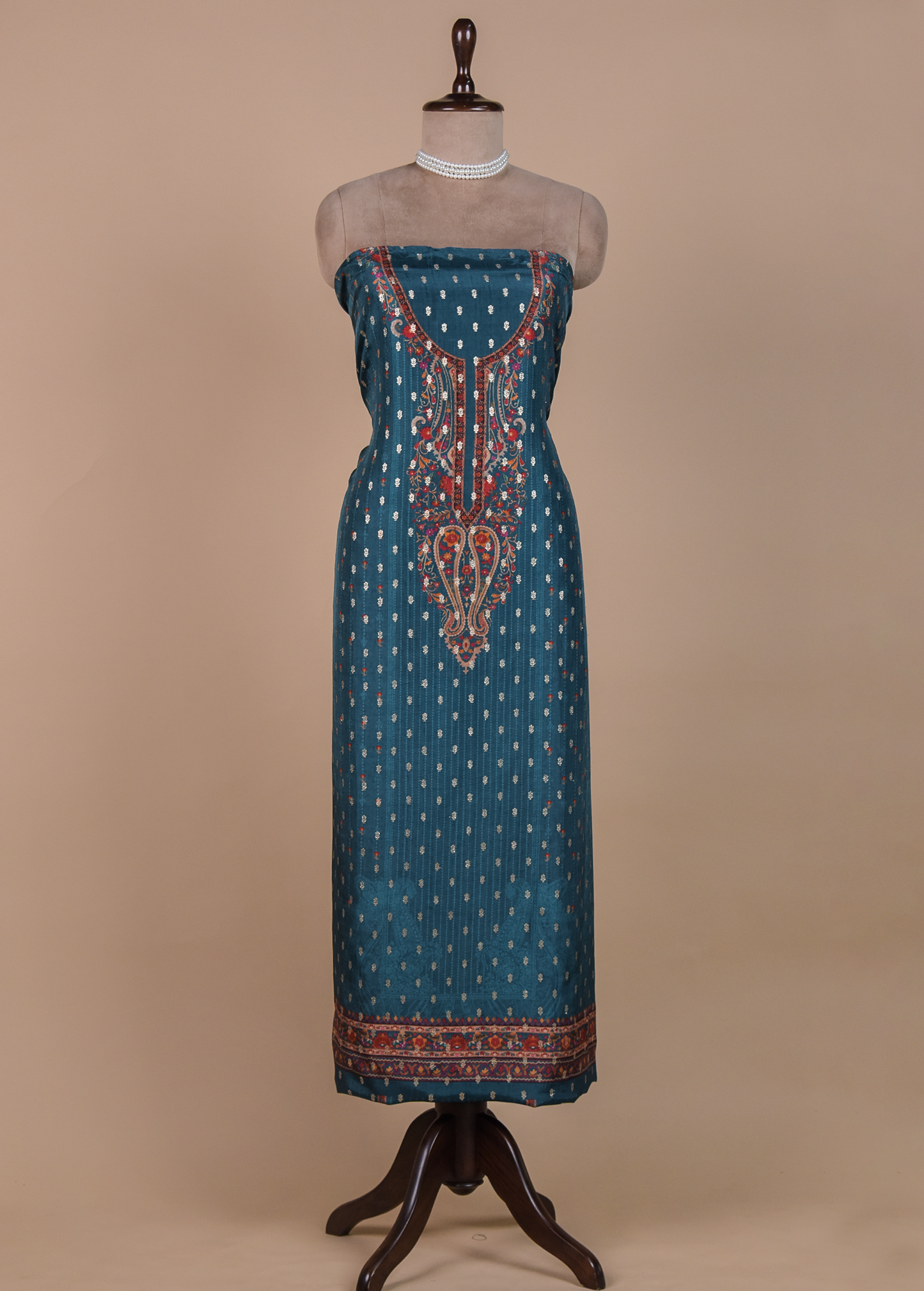 Blue Chanderi Dress Material