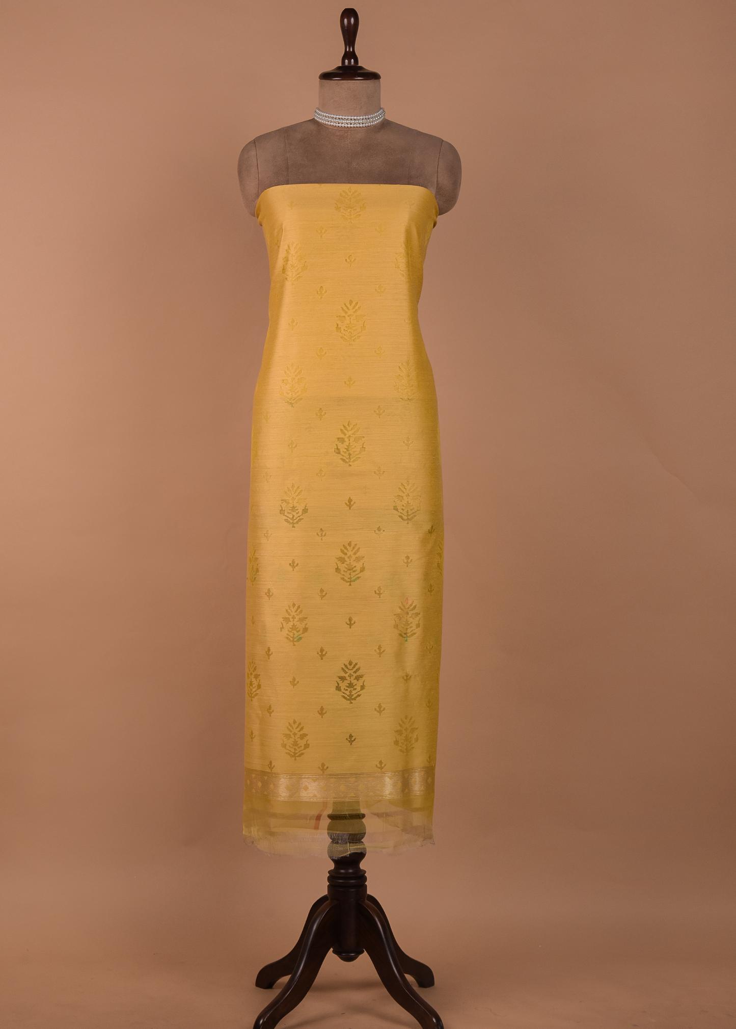 Yellow Dupion Silk Dress Material