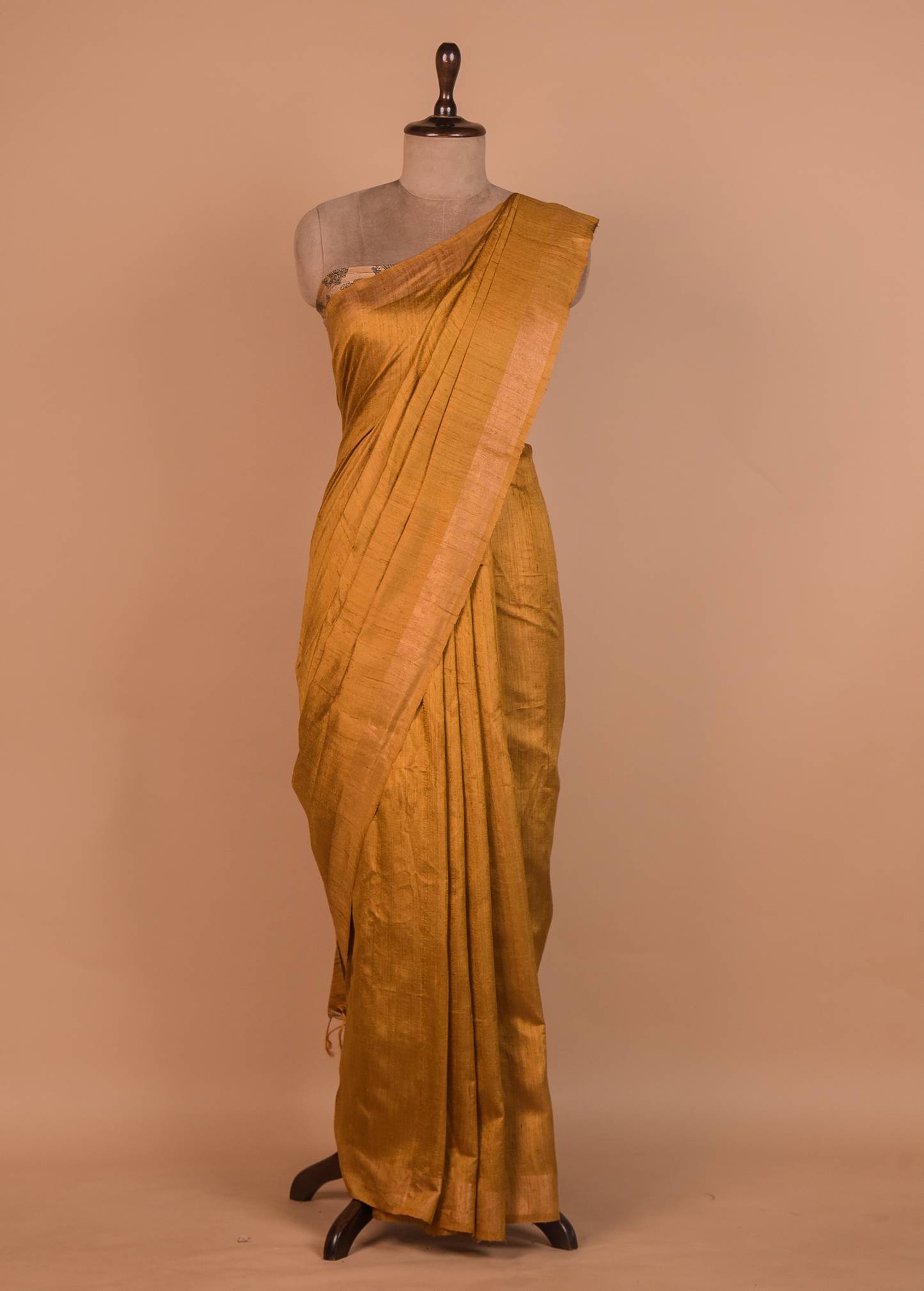 Yellow Tussar Printed Saree